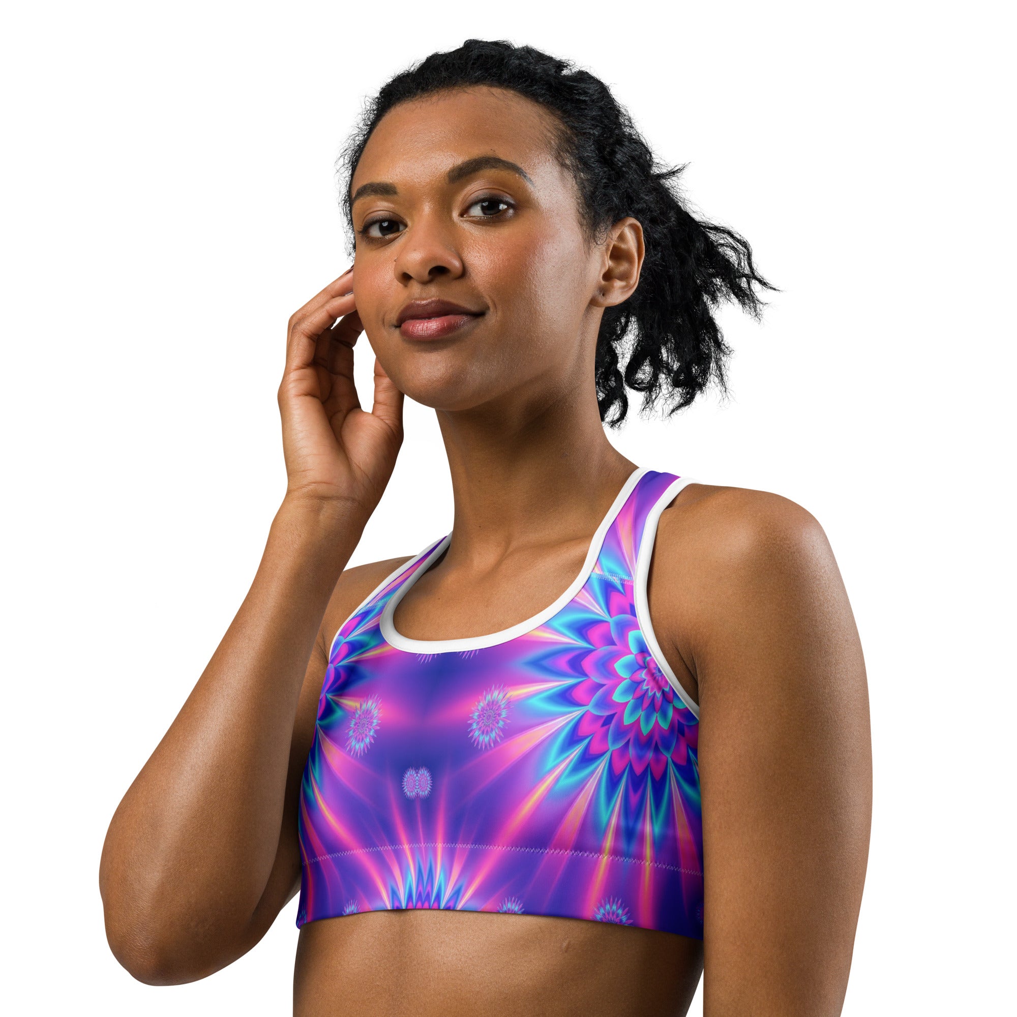 Psychedelic Vaporwave Dream Sports Bra | GearBunch