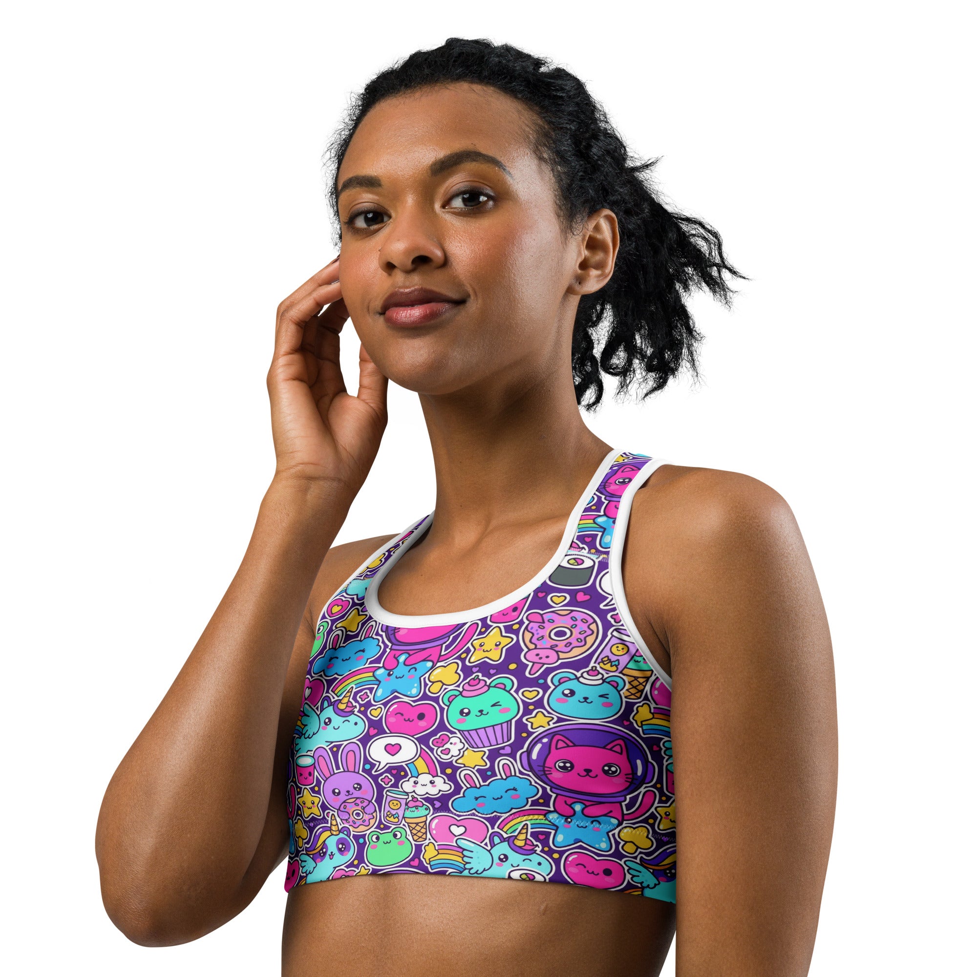 Kawaii Space Cats Sports Bra | GearBunch