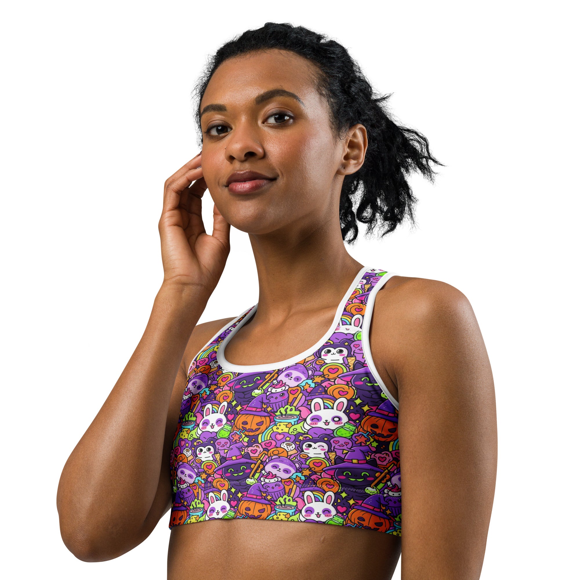 Kawaii Witch Familiar Sports Bra | GearBunch