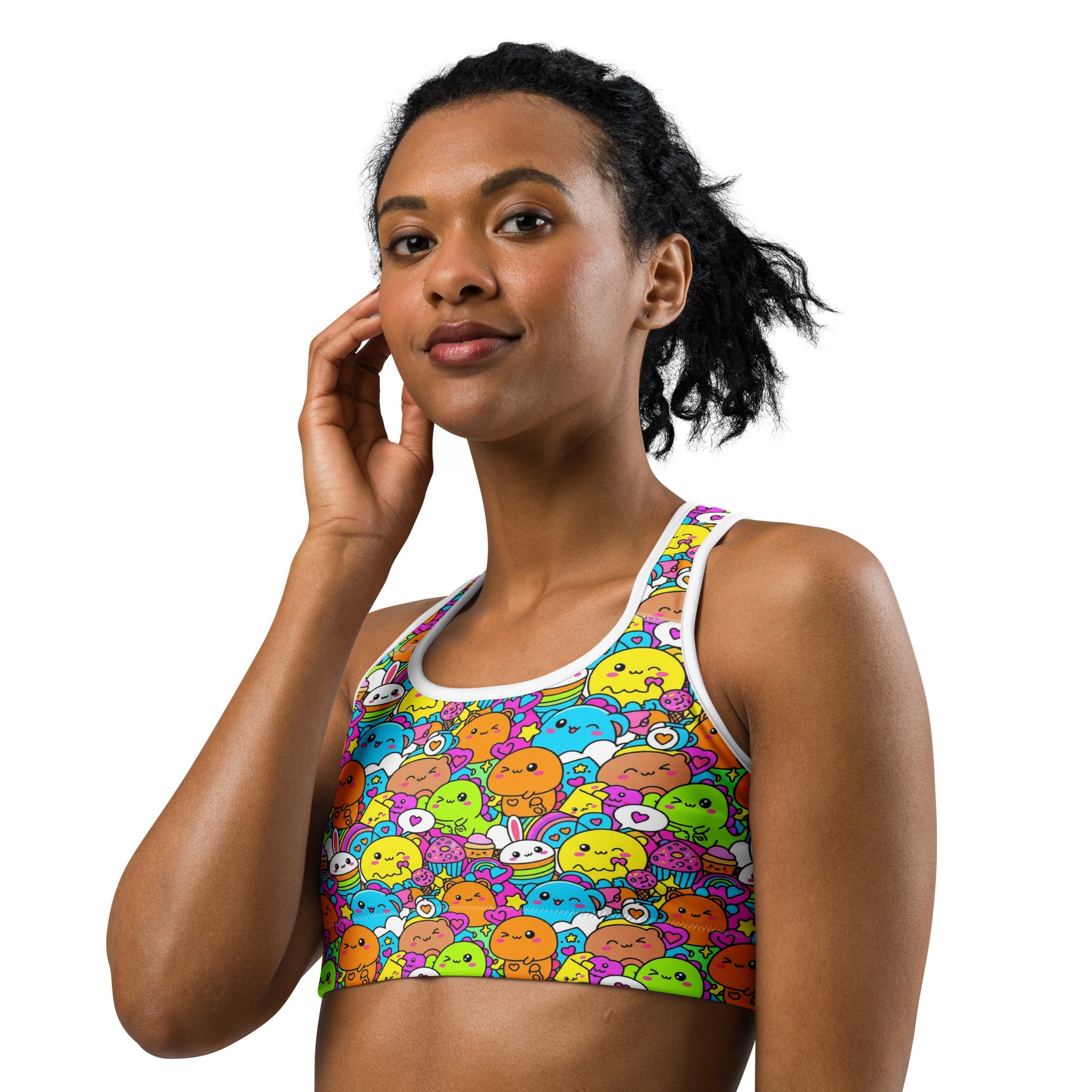 Kawaii Dinosaur Stomp Sports Bra | GearBunch