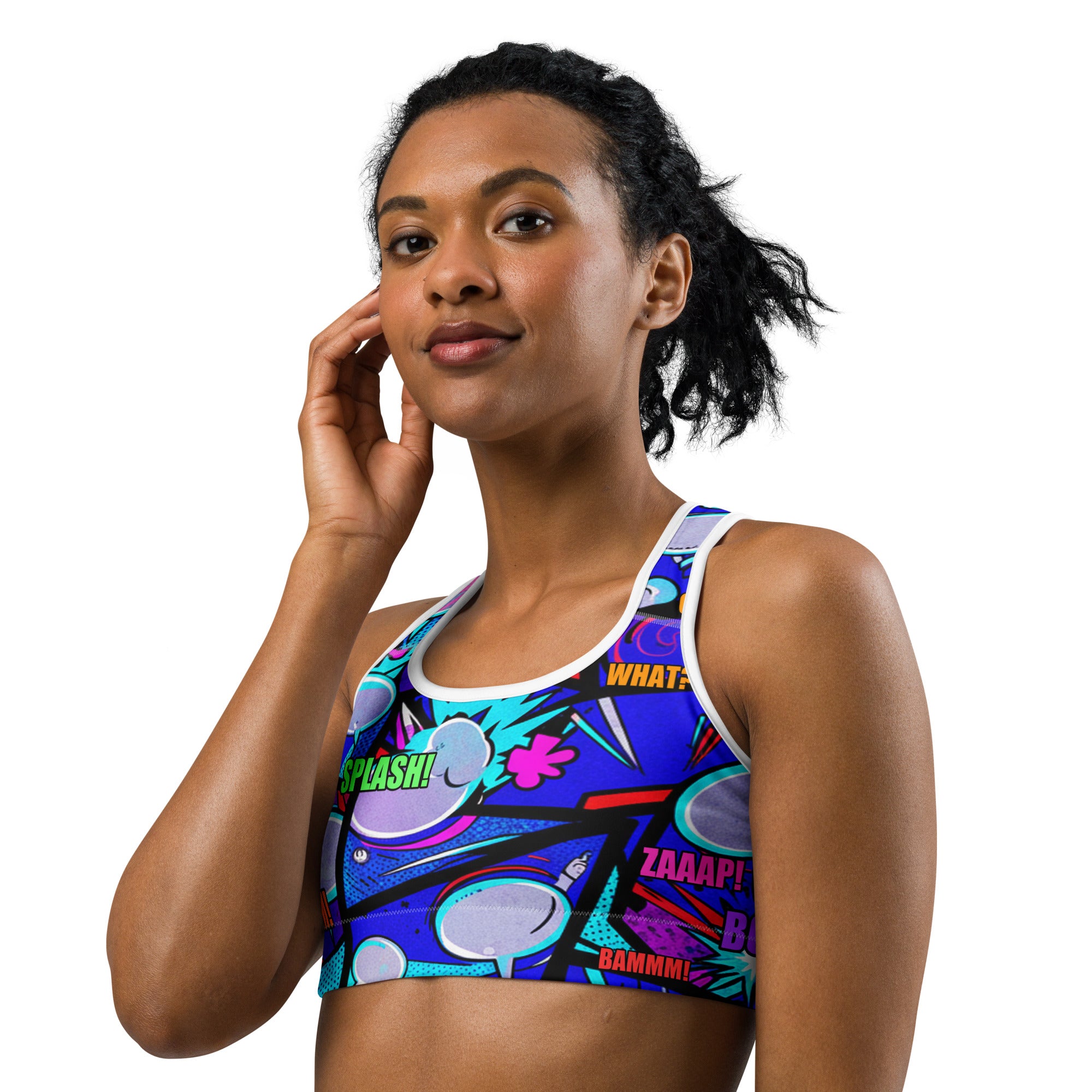 Comic Strip Space Battle Sports Bra | GearBunch