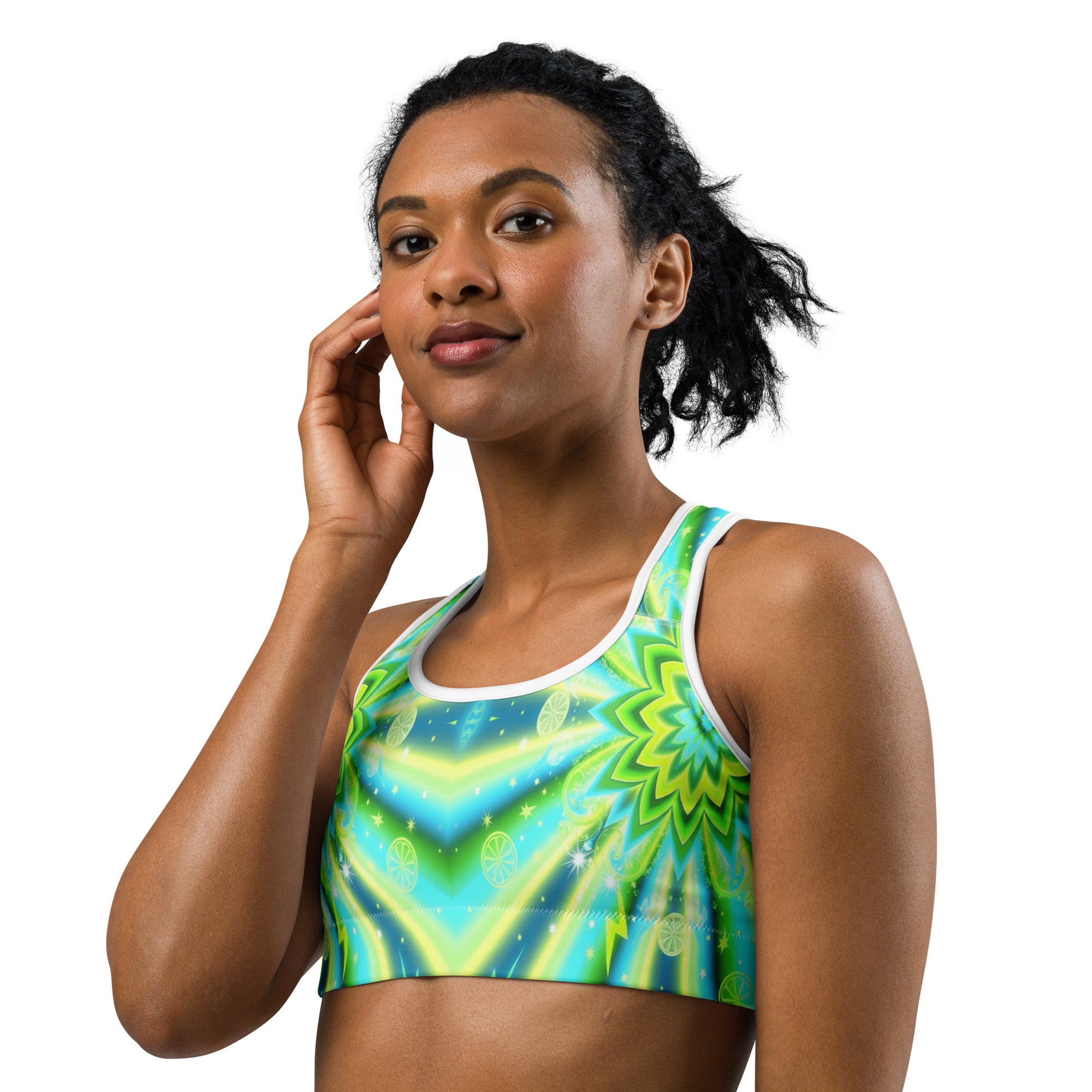 Psychedelic Lemon Zap Sports Bra | GearBunch