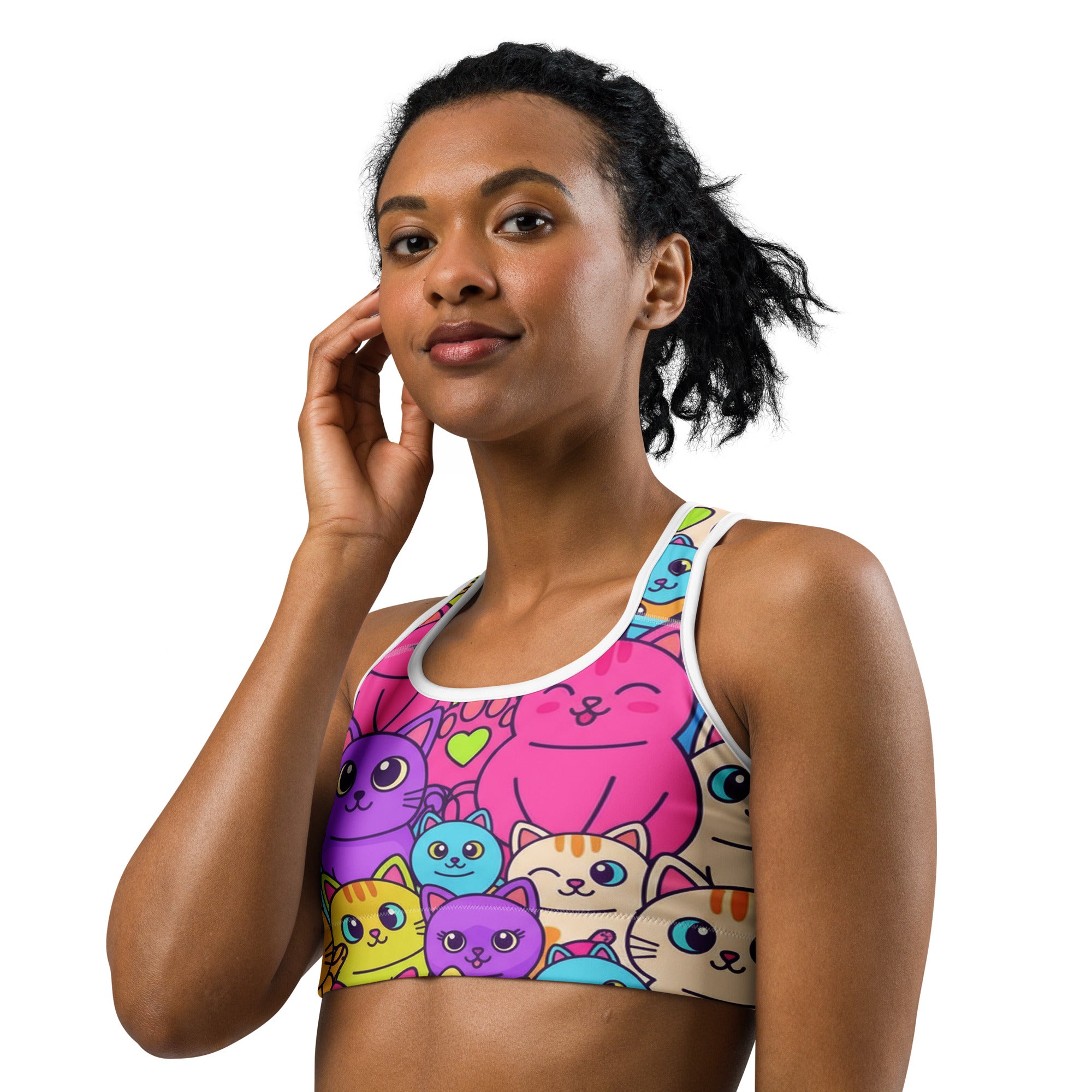 Vibrant Cats Everywhere Sports Bra | GearBunch