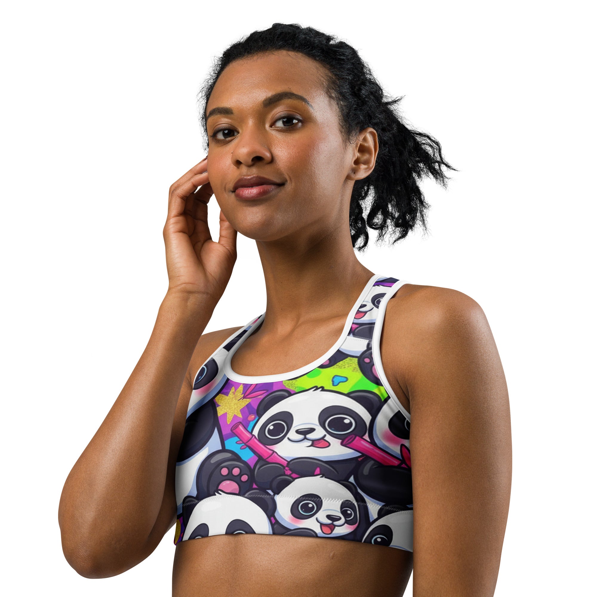 Vibrant Panda Party Sports Bra | GearBunch