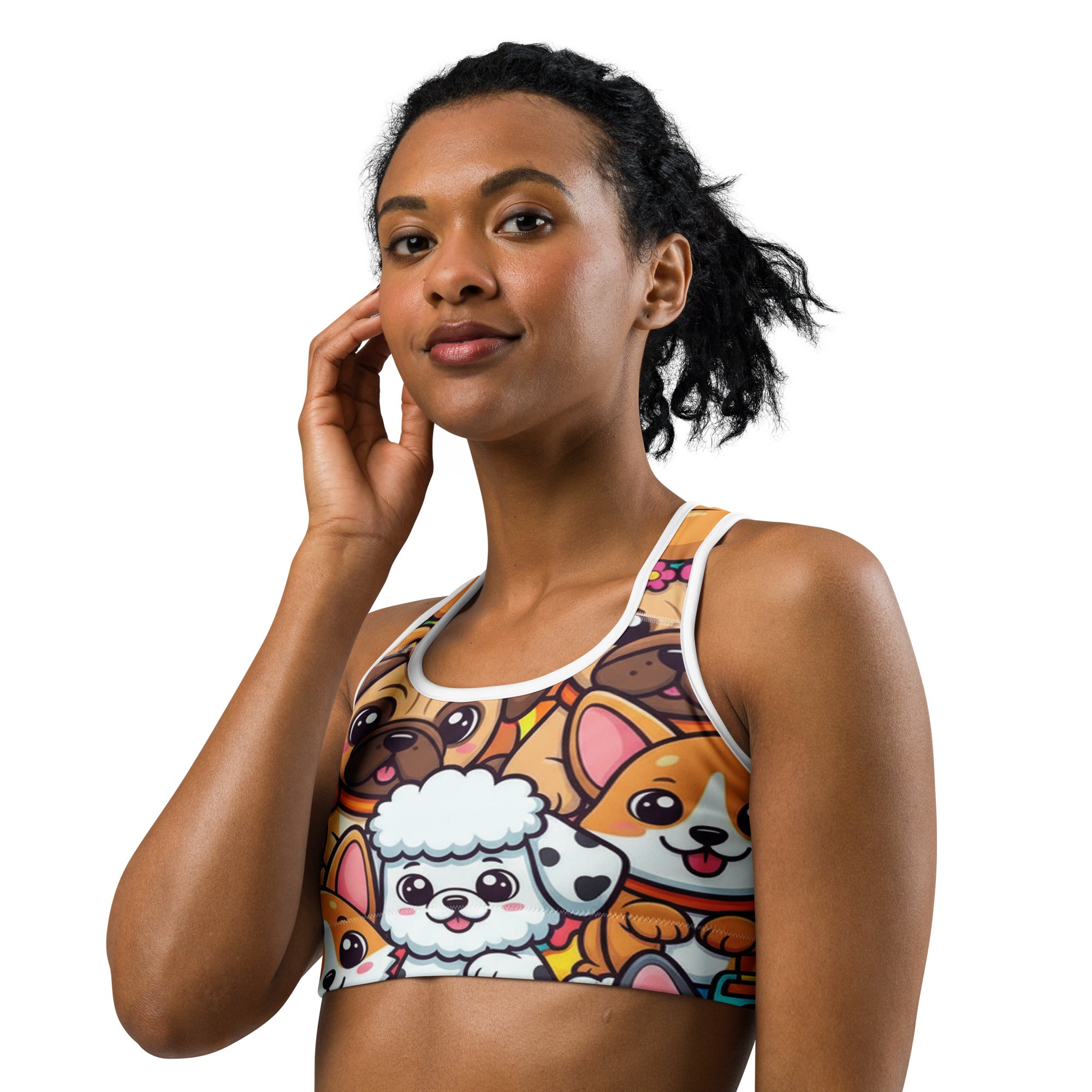 Vibrant Puppy Pile Sports Bra | GearBunch
