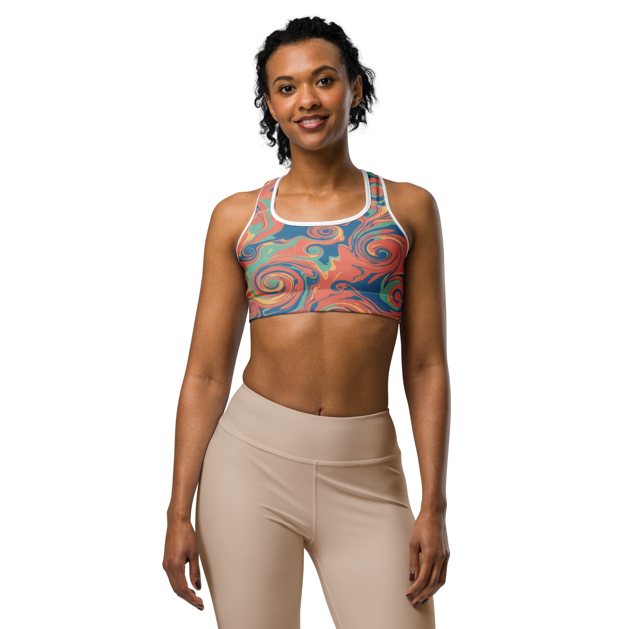 Liquid Marble Coral Reef Sports Bra | GearBunch