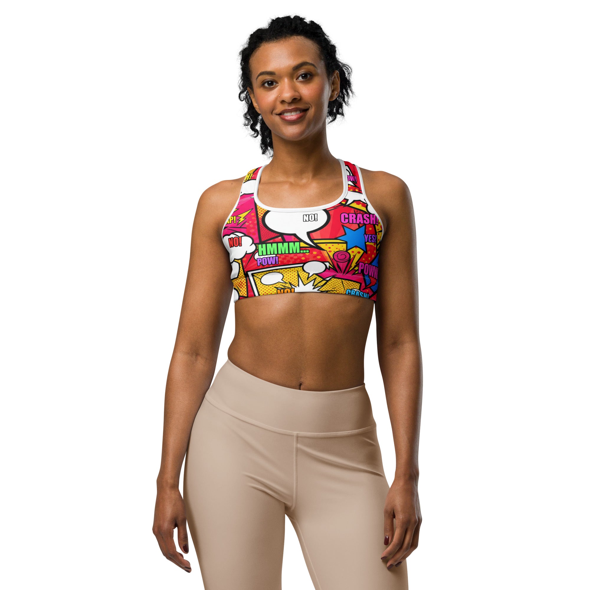 Comic Pop Retro Red Sports Bra | GearBunch