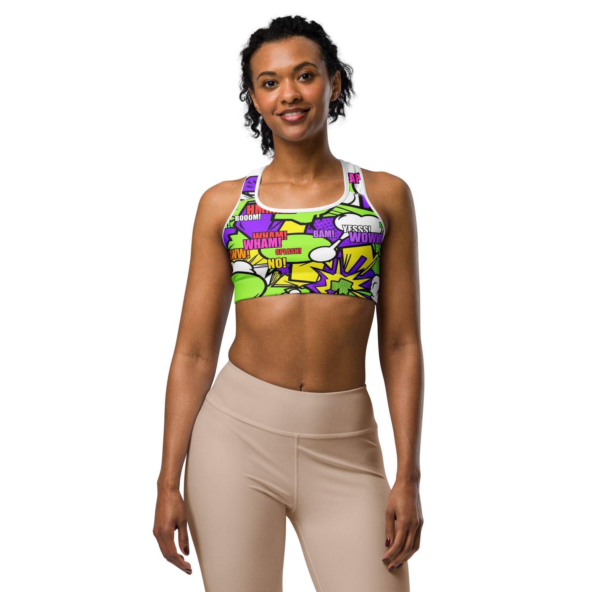 Comic Pop Toxic Green Sports Bra | GearBunch