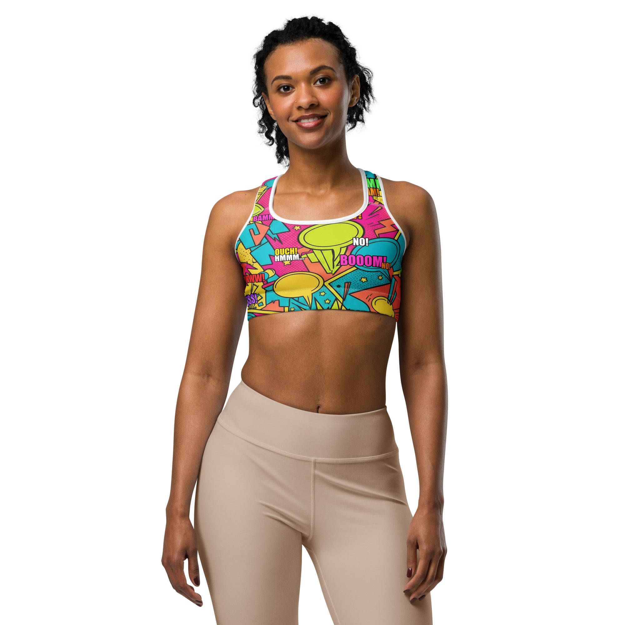 Comic Pop Tropical Sports Bra | GearBunch