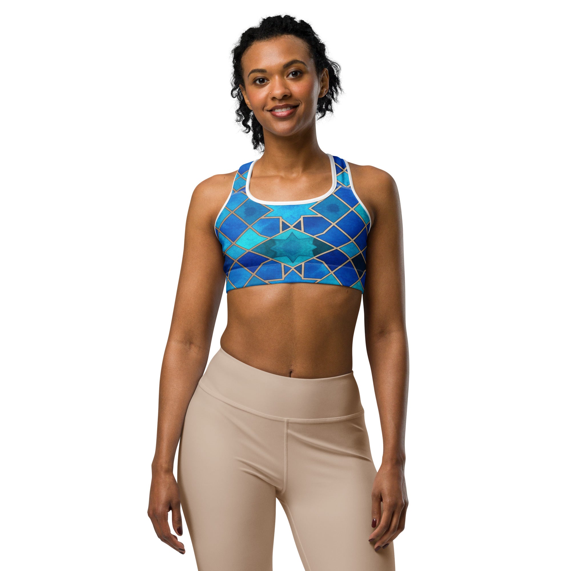 Arabic Sapphire Bronze Sports Bra | GearBunch