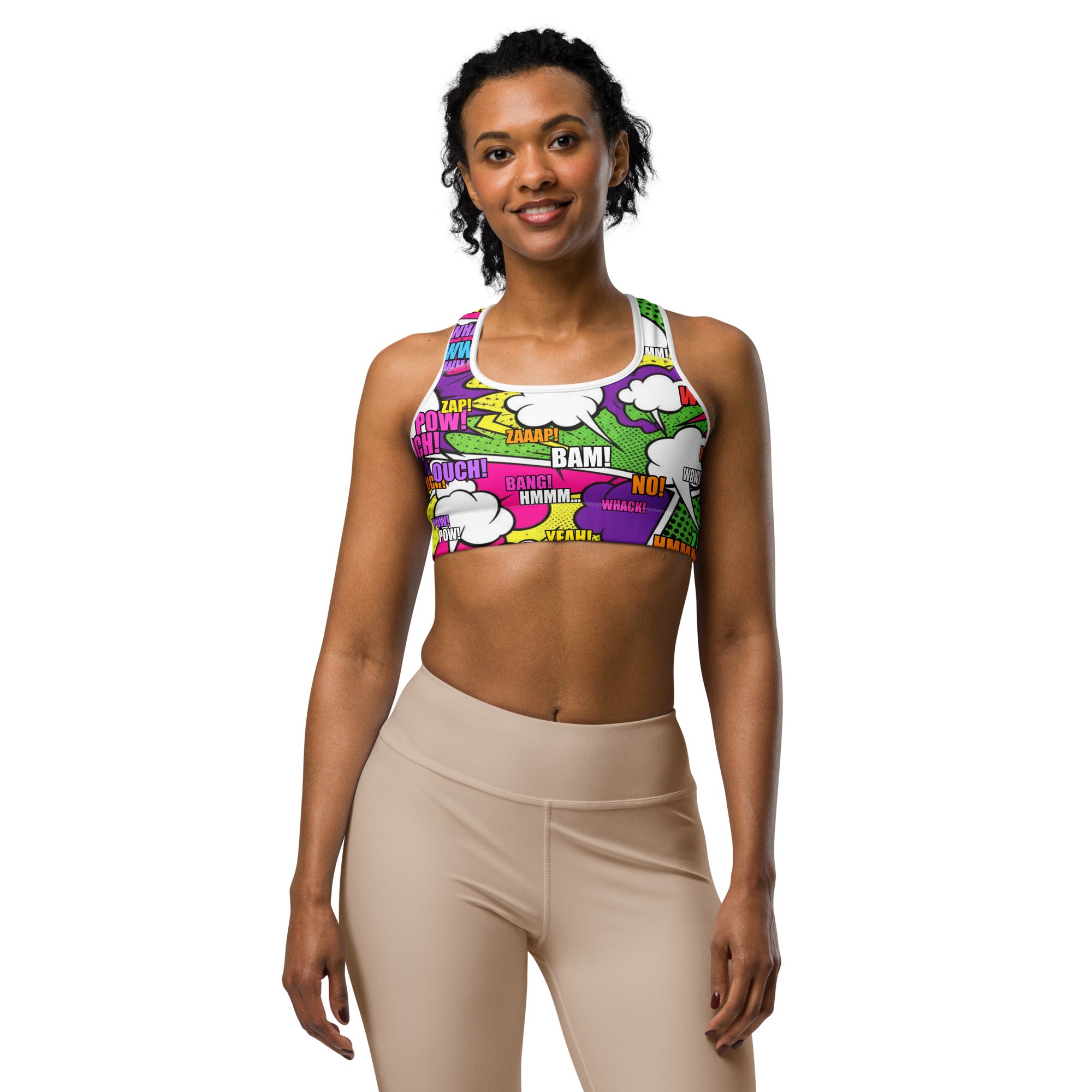 Comic Strip Neon Villain Sports Bra | GearBunch