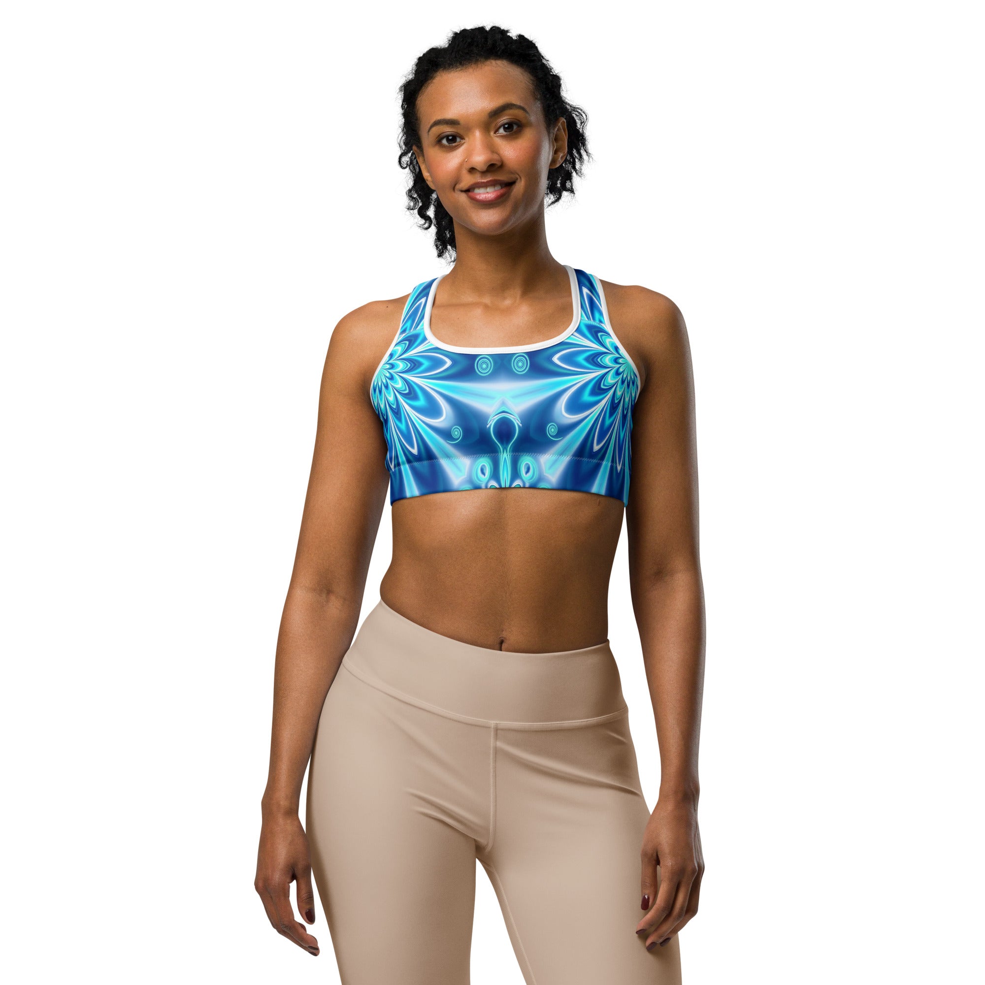 Psychedelic Electric Ocean Sports Bra | GearBunch