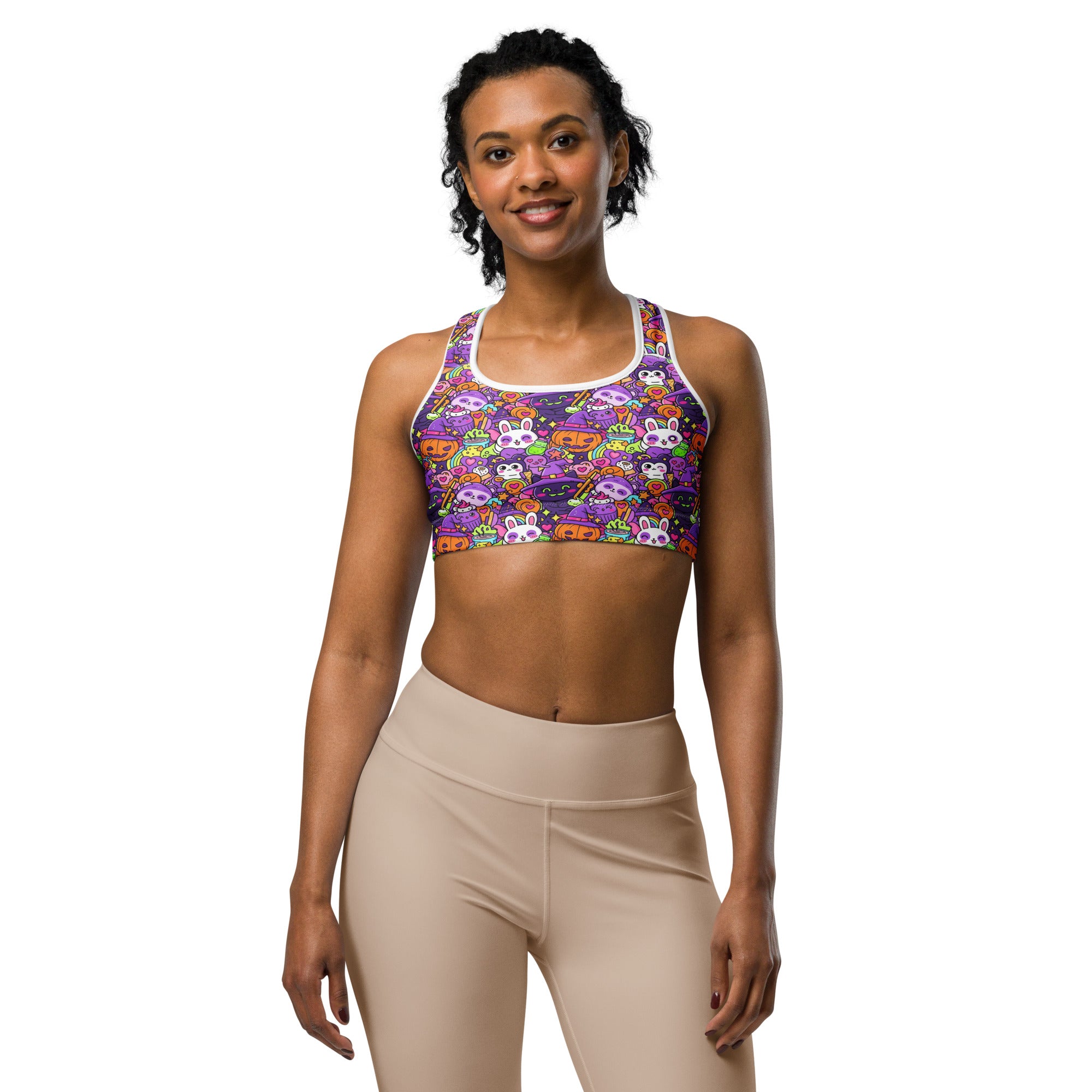 Kawaii Witch Familiar Sports Bra | GearBunch