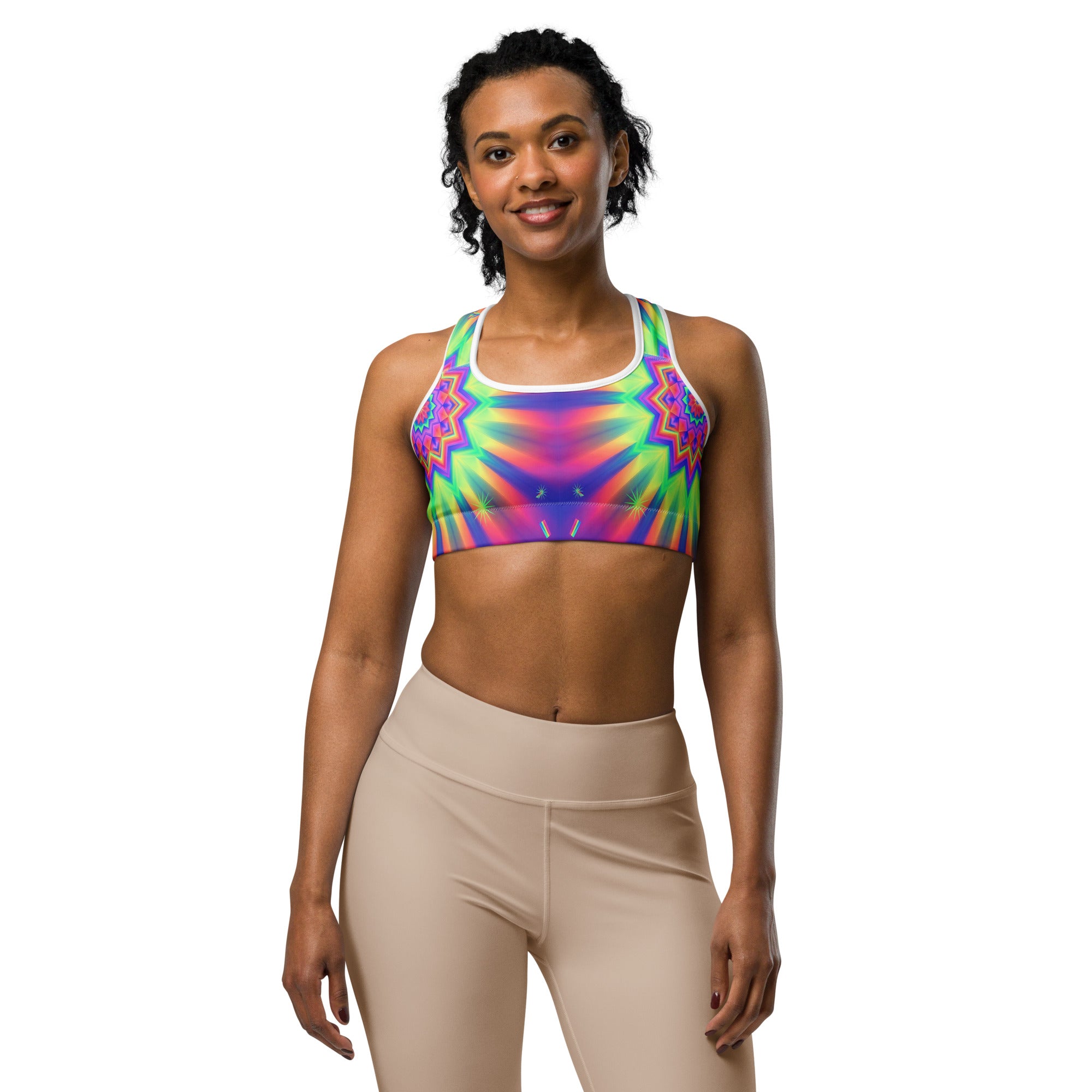 Psychedelic Starburst Prism Sports Bra | GearBunch