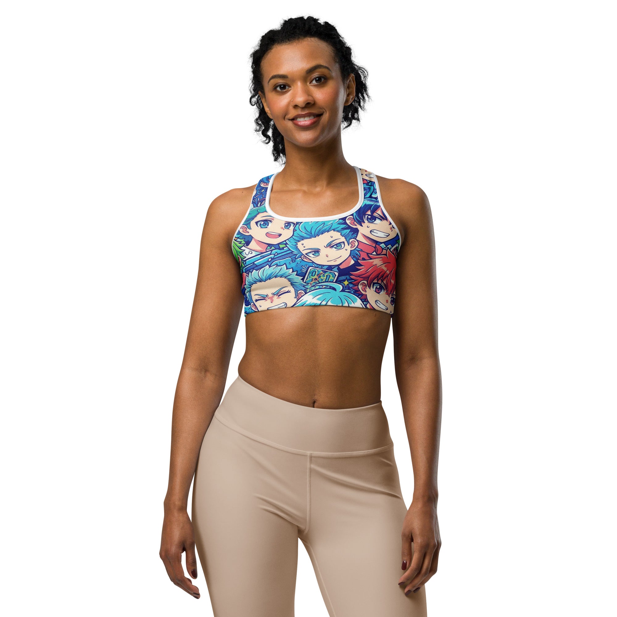 Anime Ocean Wave Sports Bra | GearBunch
