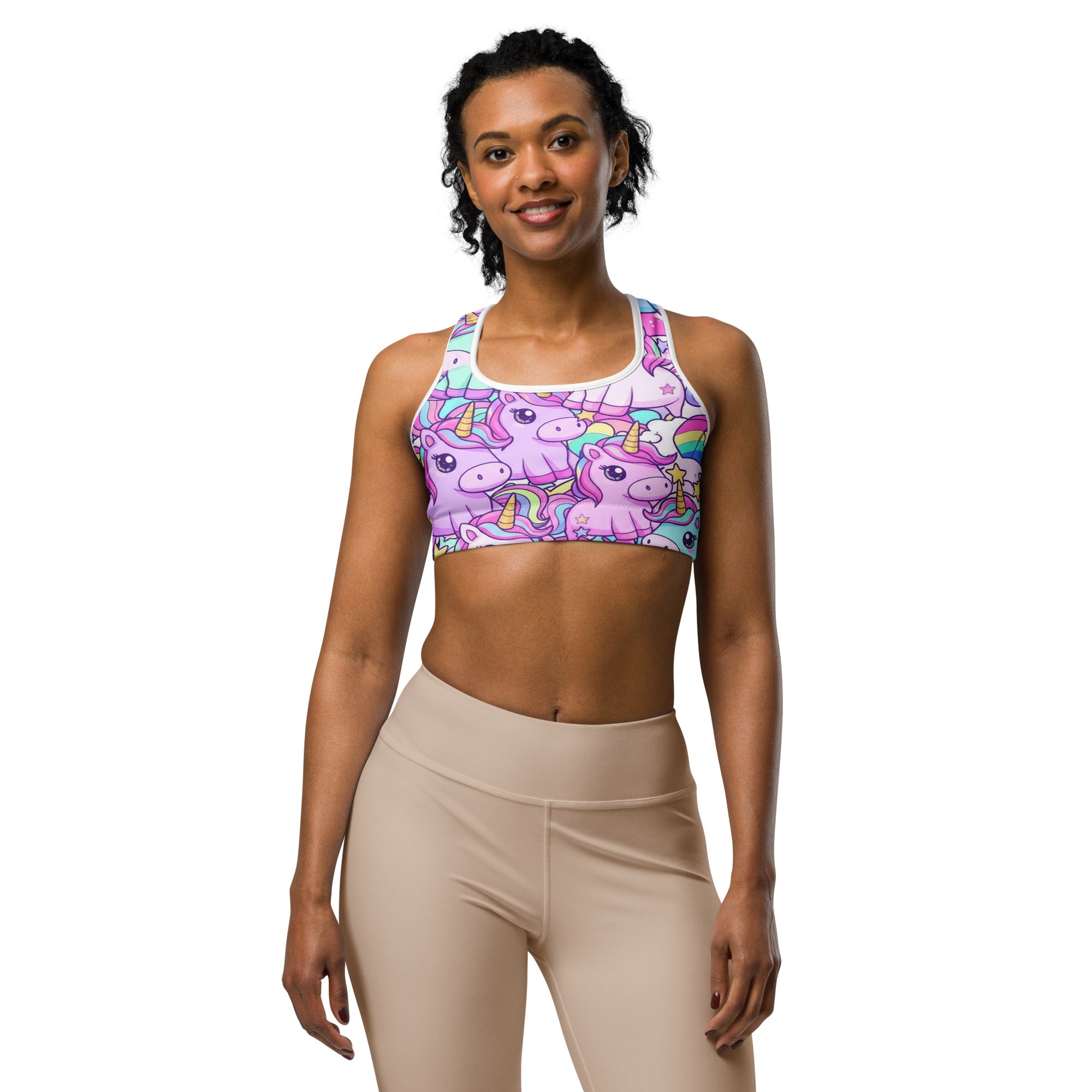 Vibrant Unicorn Rainbow Party Sports Bra | GearBunch