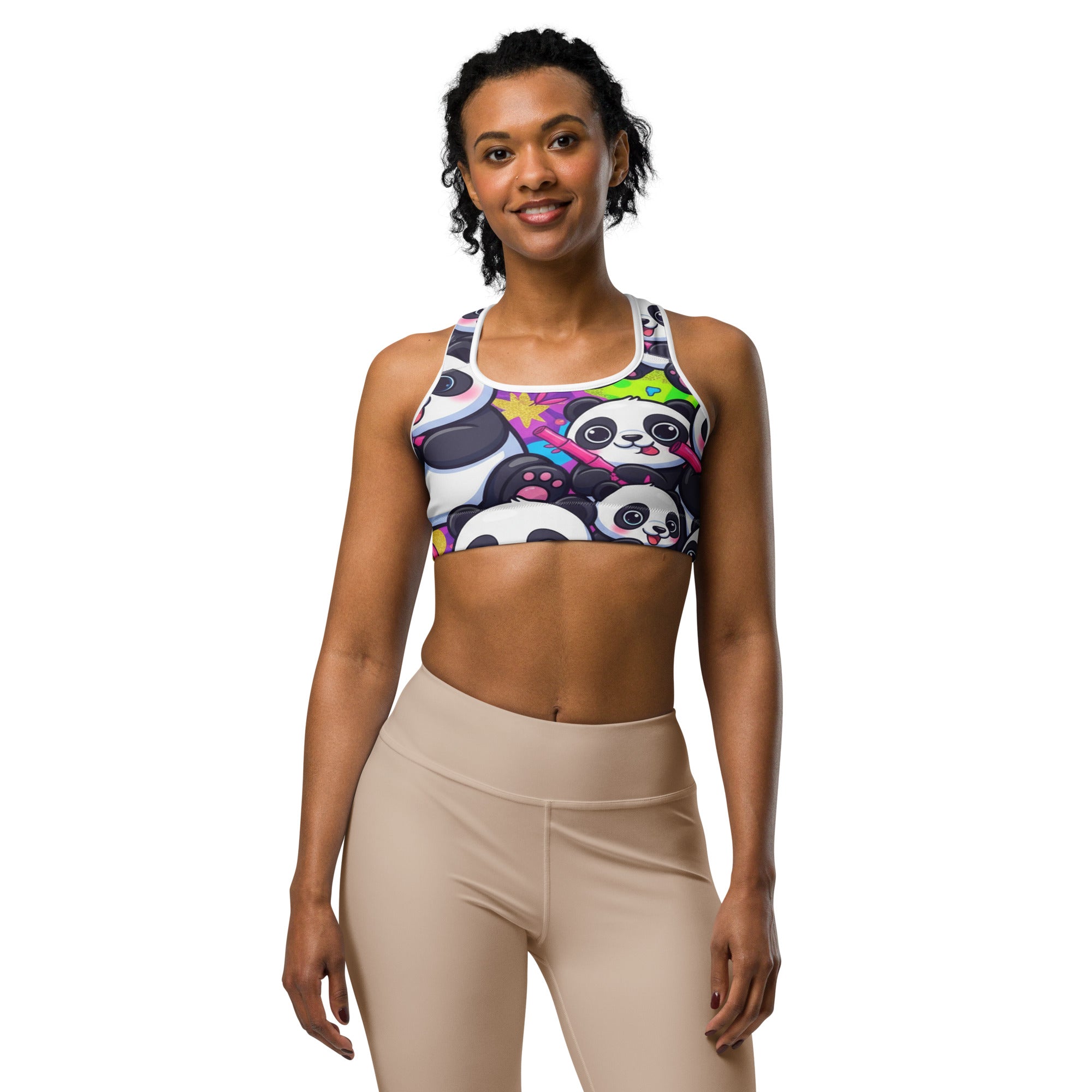 Vibrant Panda Party Sports Bra | GearBunch
