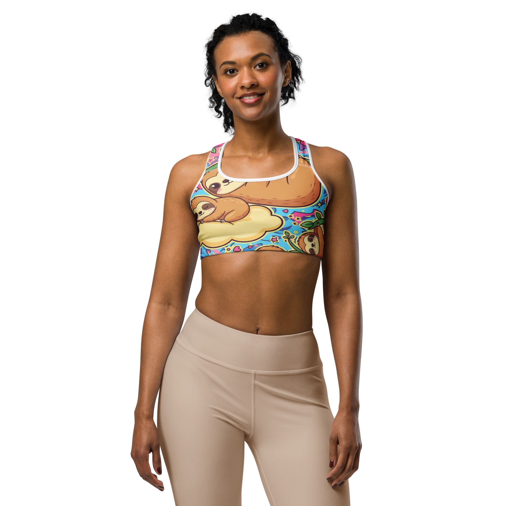 Vibrant Sloth Chill Sports Bra | GearBunch