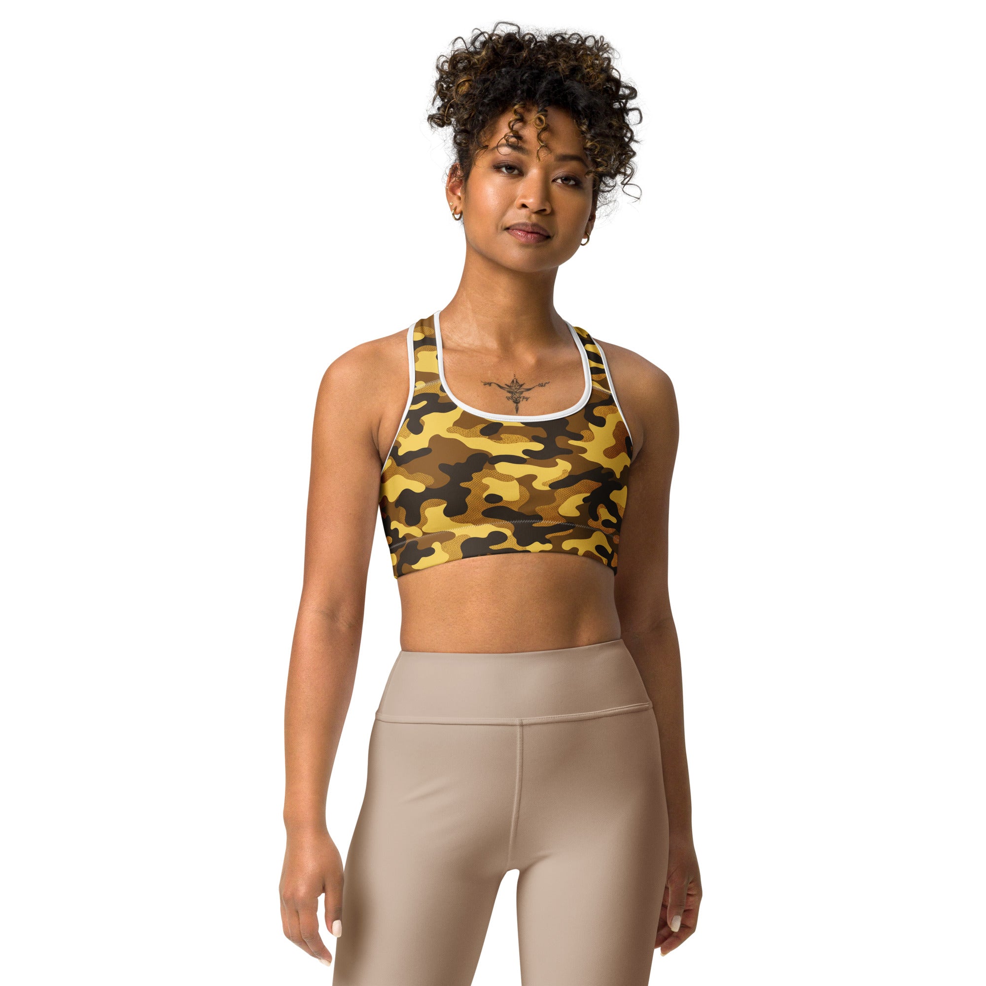 Gold Camo Sports Bra | GearBunch
