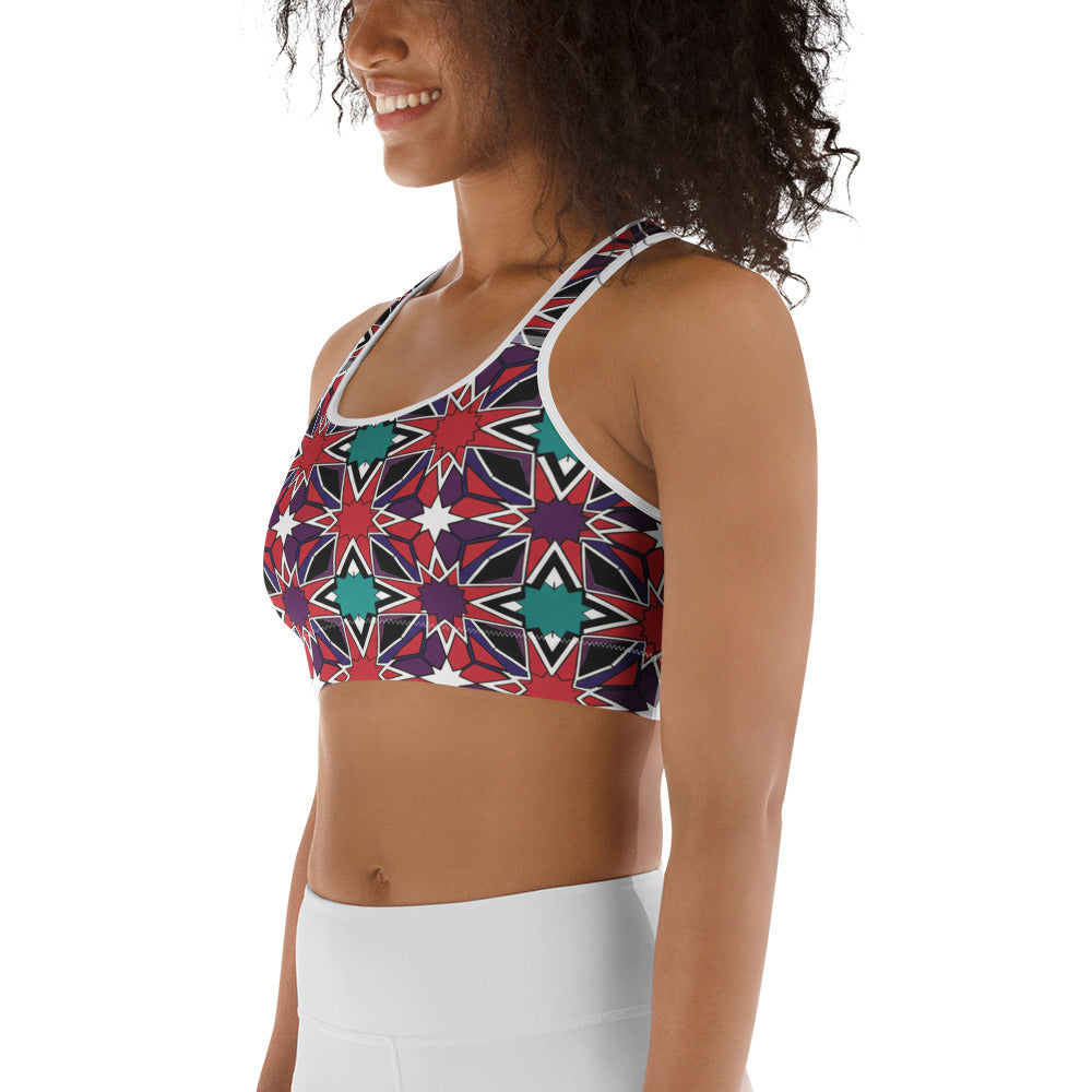 Zellige Crimson Teal Sports Bra | GearBunch