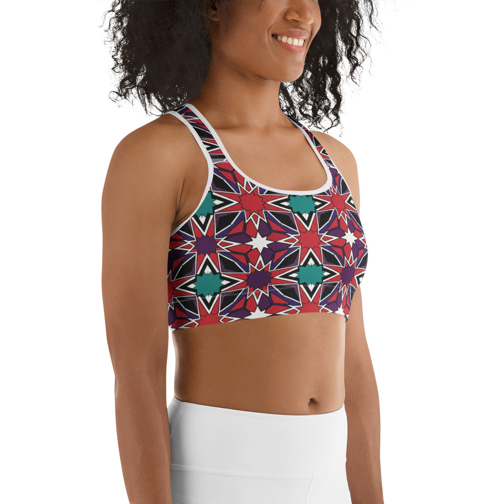 Zellige Crimson Teal Sports Bra | GearBunch