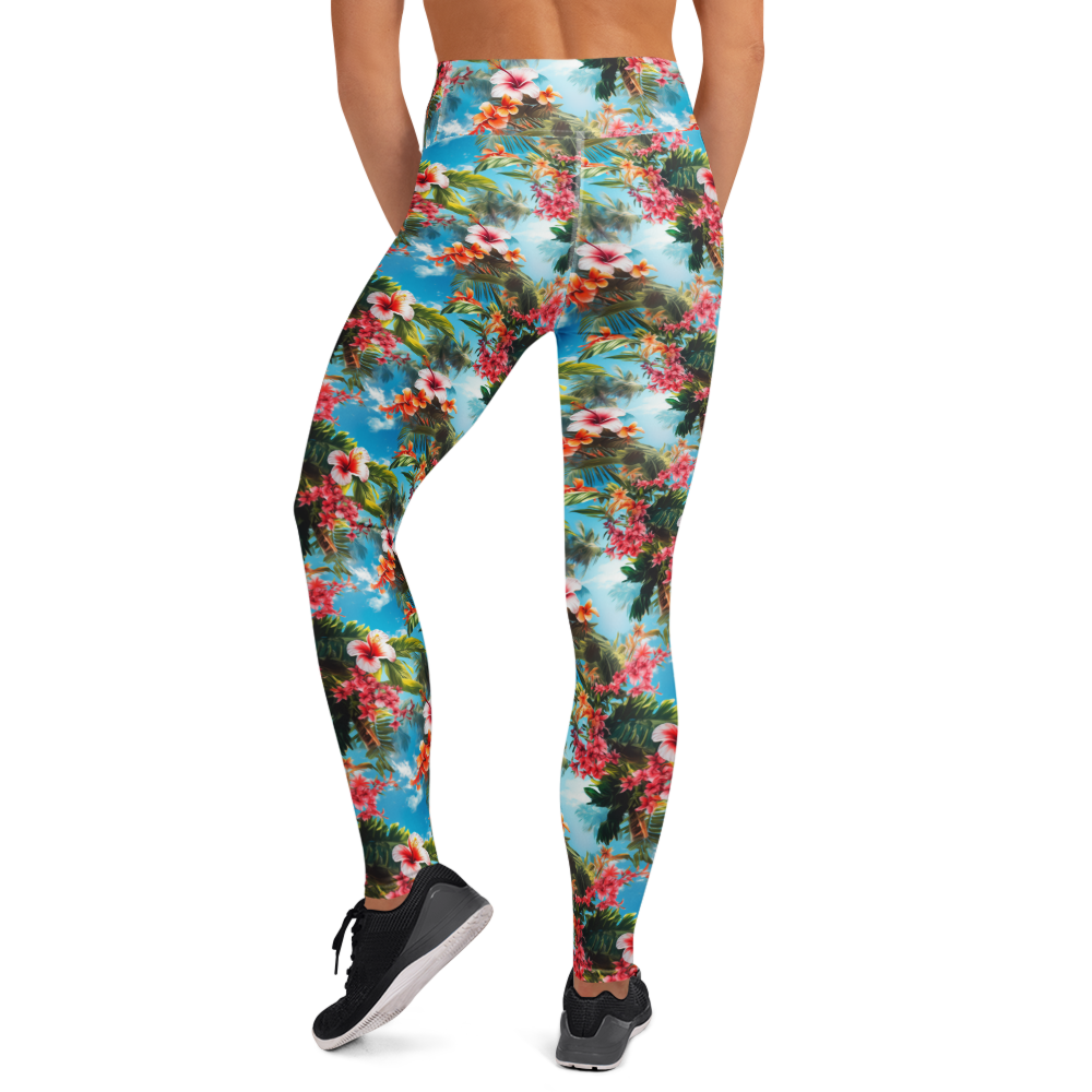 Tropical Beach Flower Yoga Pants | GearBunch