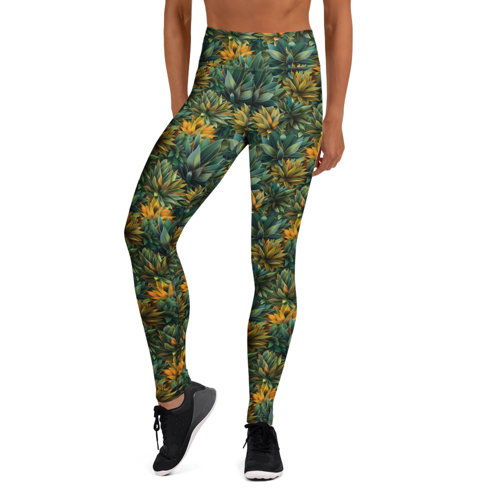 Women's desert plant printed yoga pants front view
