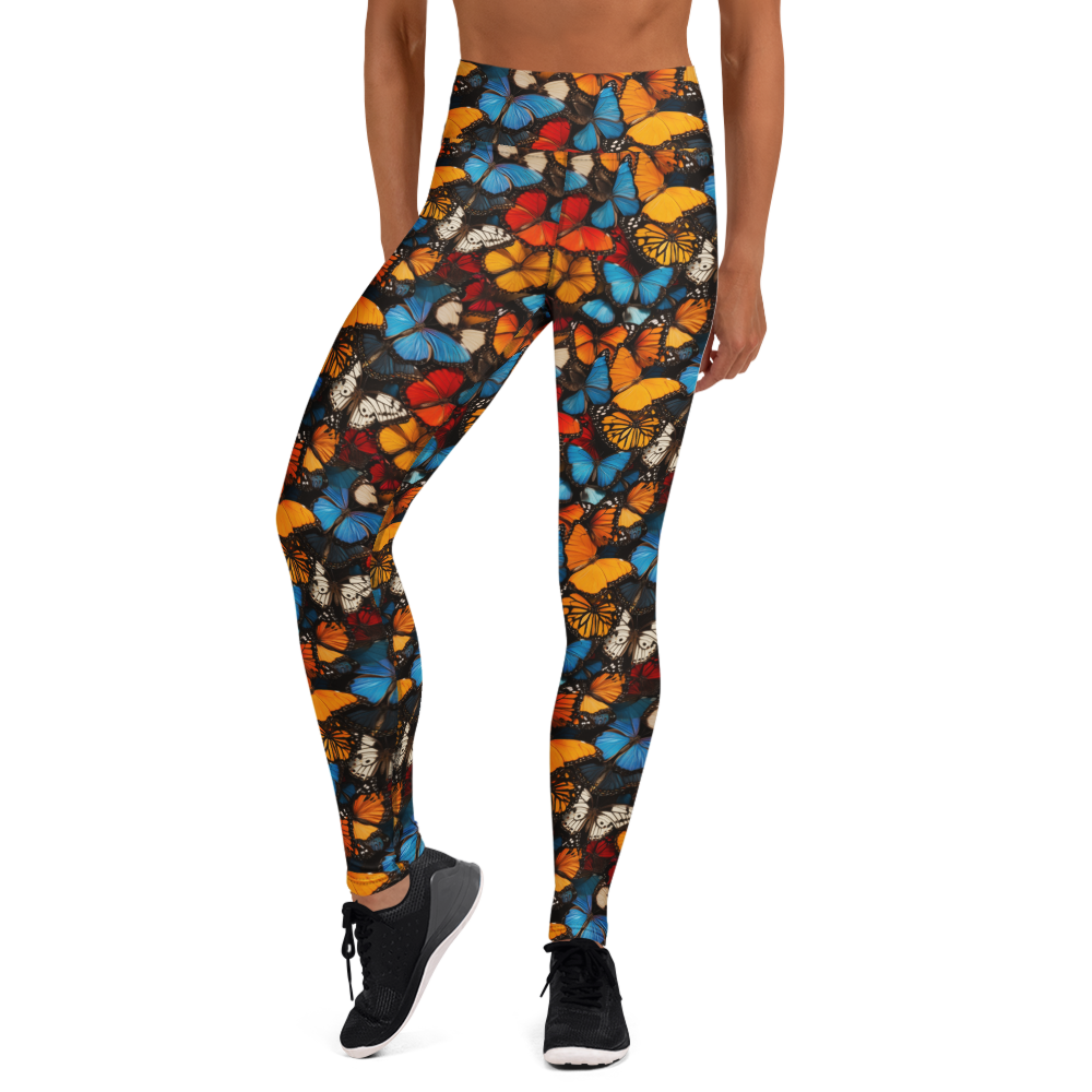 Women's spring butterfly printed yoga pants front view