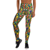 Women's tropical bird printed yoga pants front view