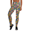 Women's peace out pattern yoga pants front view