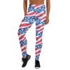 Women's watercolor patriot printed yoga pants front view