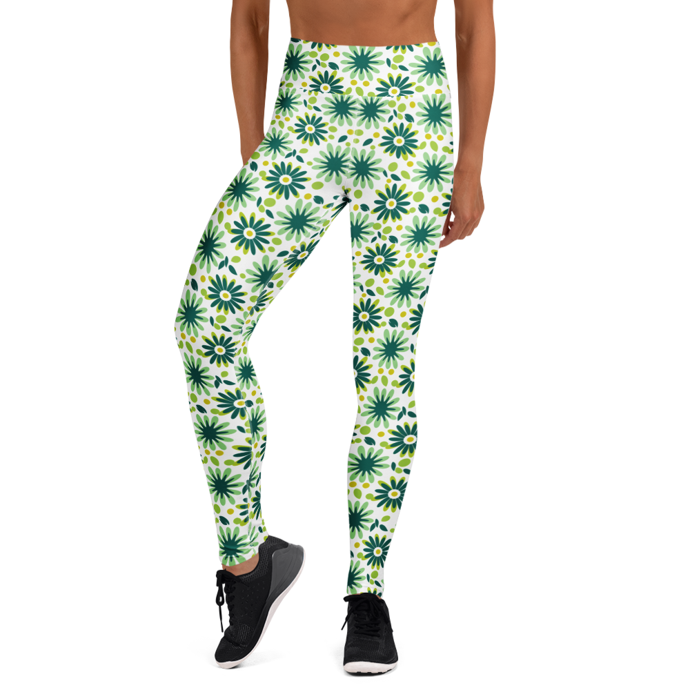 Women's spring morning pattern yoga pants front view