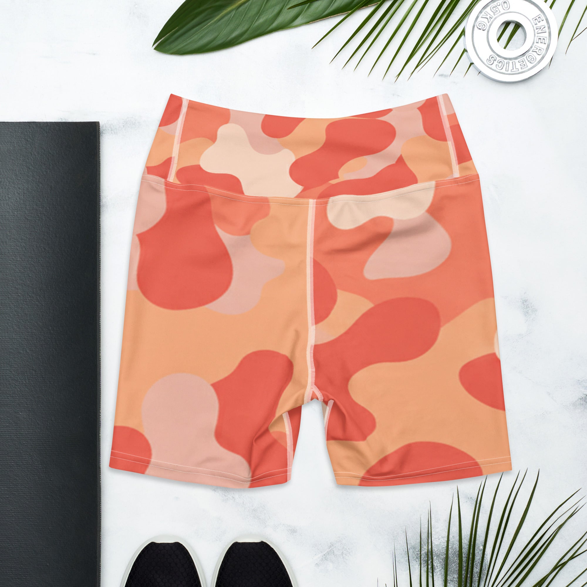 Coral Sunset Camo Yoga Shorts | GearBunch