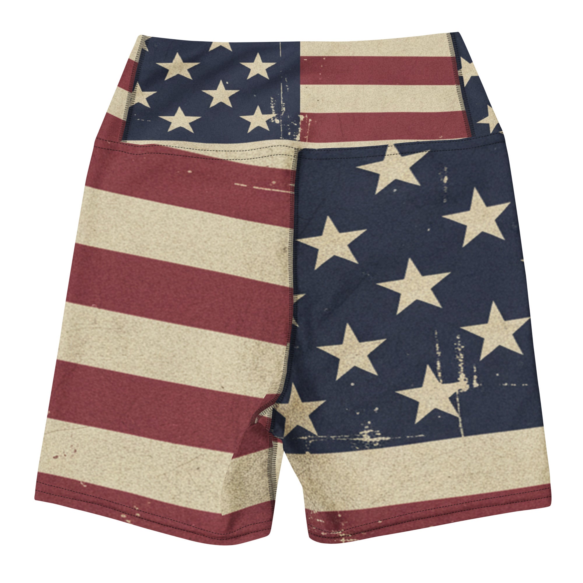 Vintage Distressed American Flag Yoga Shorts | GearBunch