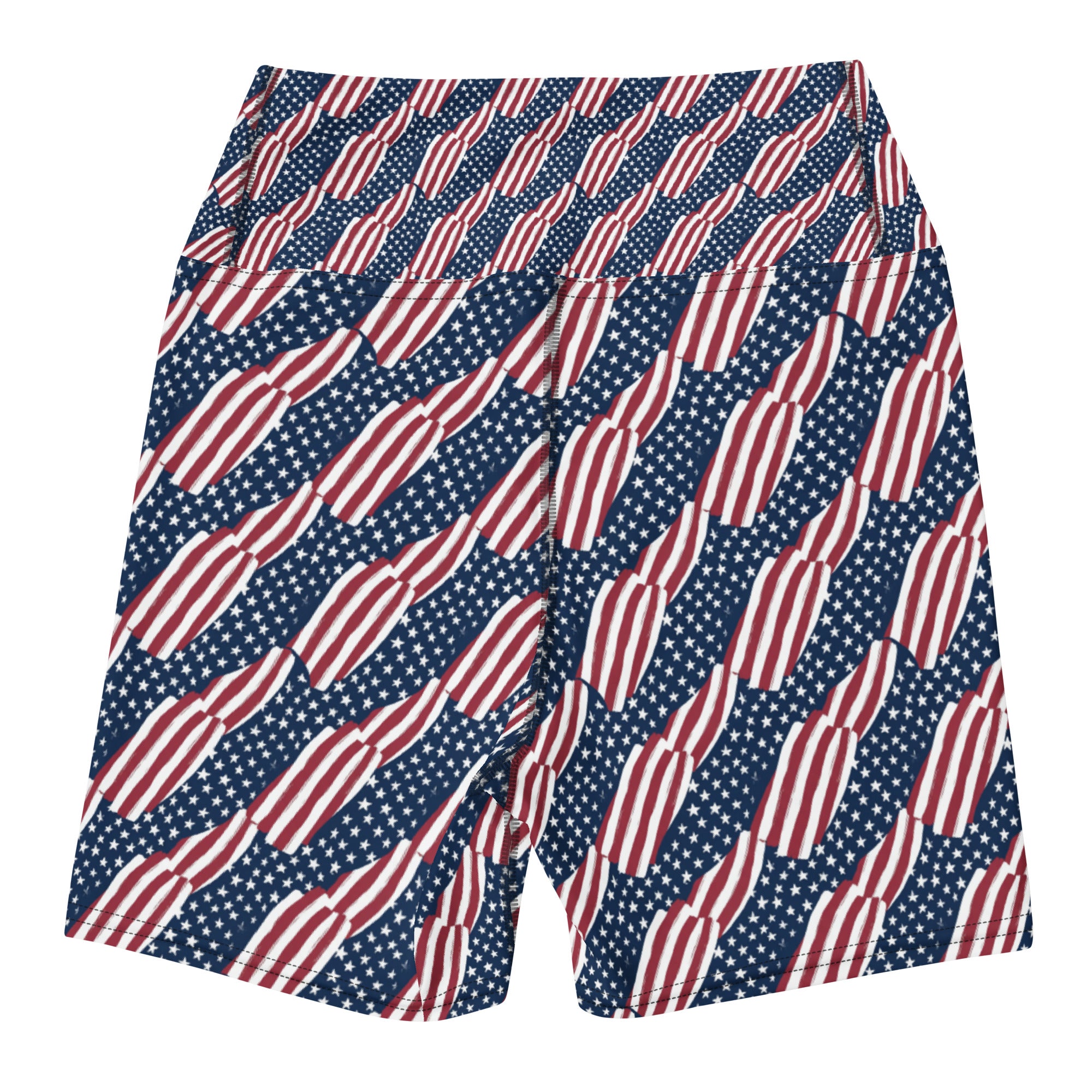 American Flag Repeat Pattern Yoga Shorts | GearBunch