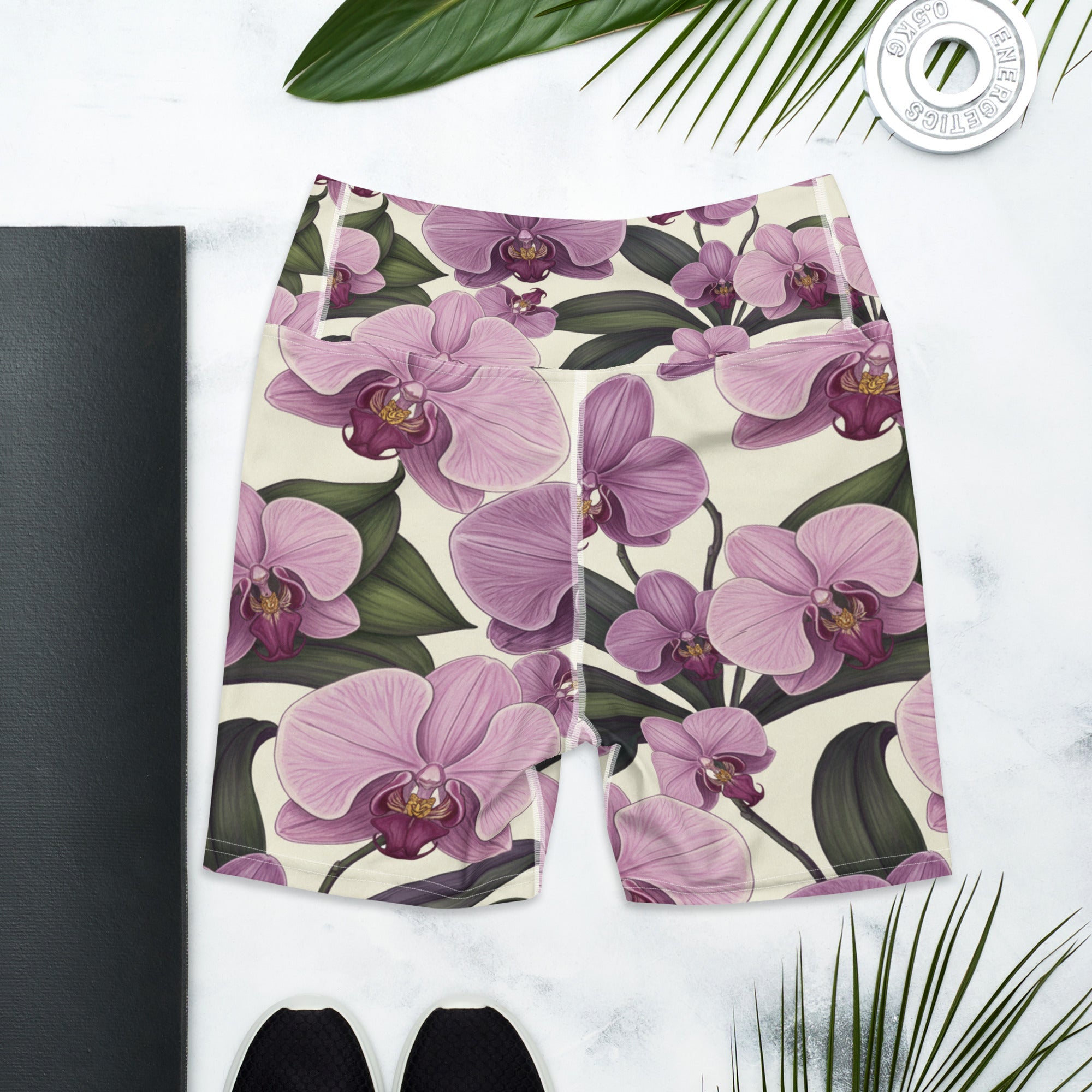 Pink Orchid Botanical Yoga Shorts | GearBunch