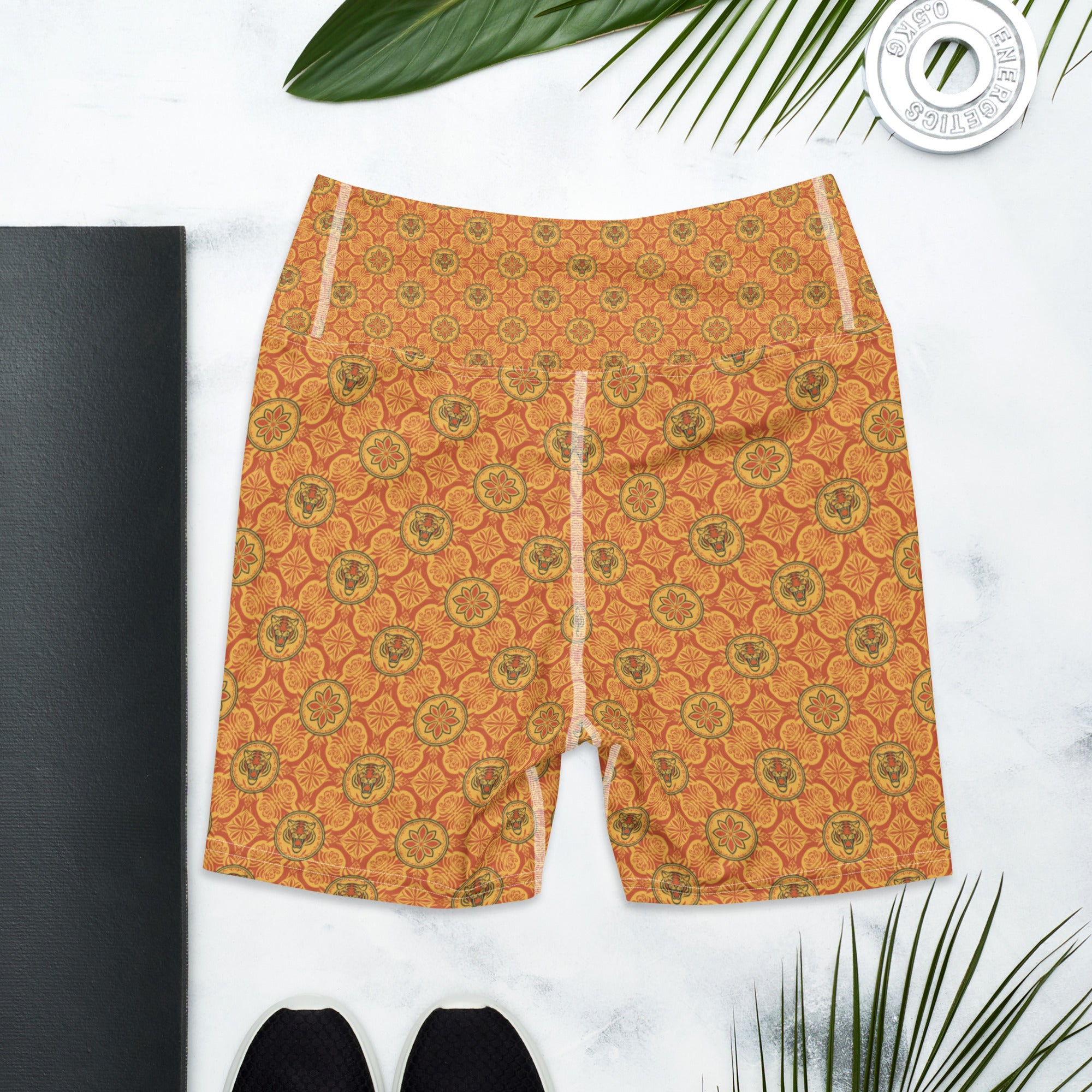 Striped Vintage Tiger Yoga Shorts | GearBunch