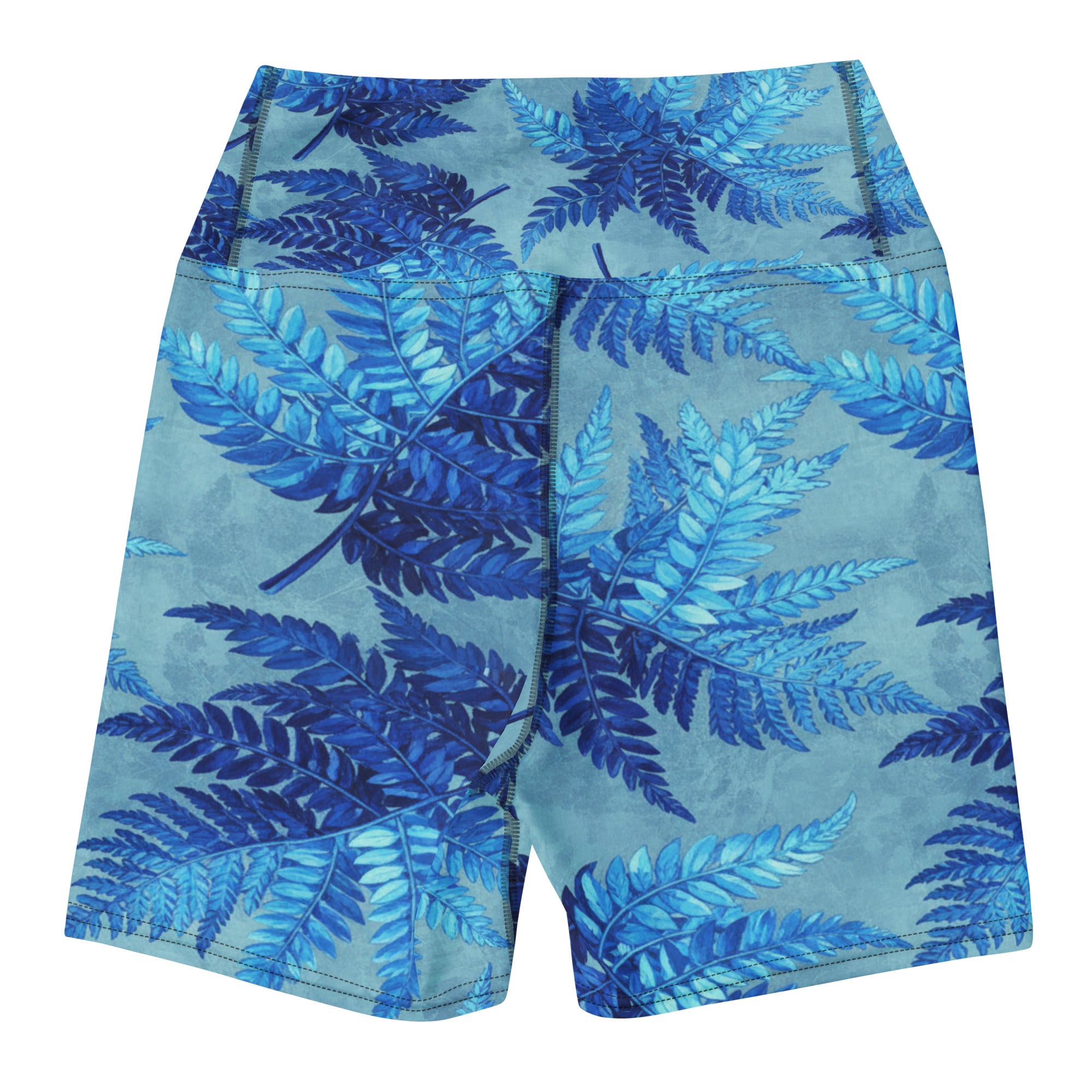Electrik Blue Ferns Yoga Shorts | GearBunch