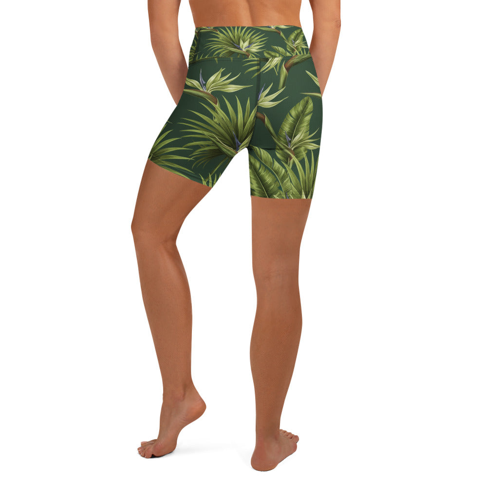 Tropical Palm Grove Yoga Shorts | GearBunch