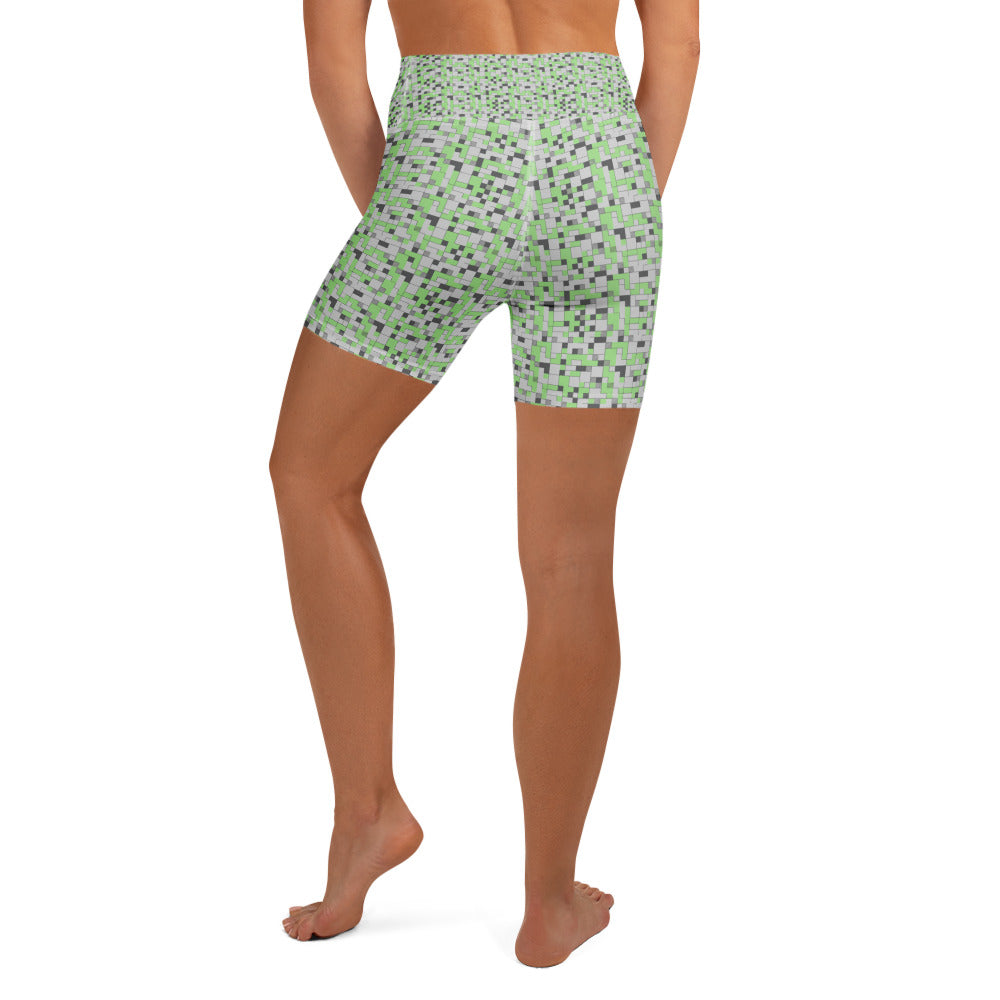 Small Blocks Geometric Yoga Shorts | GearBunch