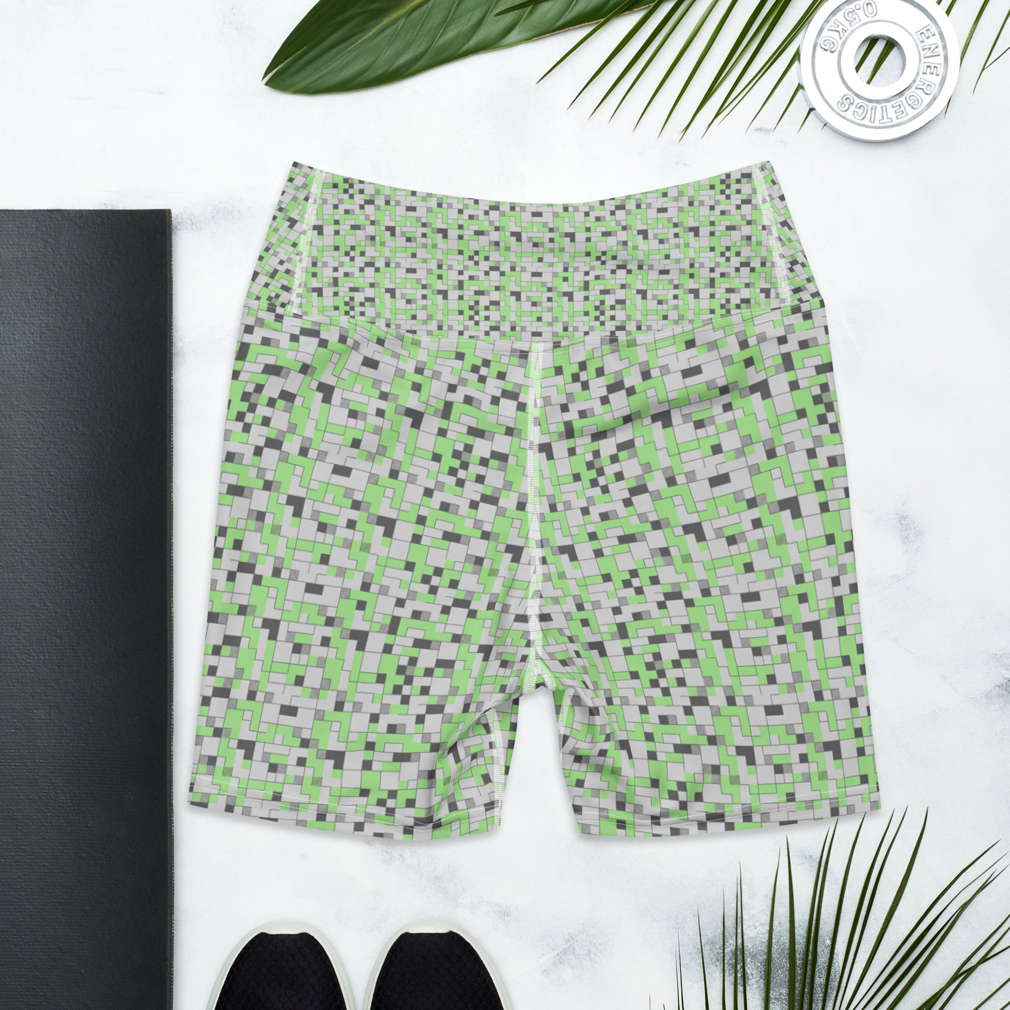 Small Blocks Geometric Yoga Shorts | GearBunch