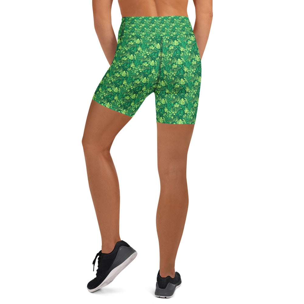 Minimalist Plant Illustration Yoga Shorts | GearBunch