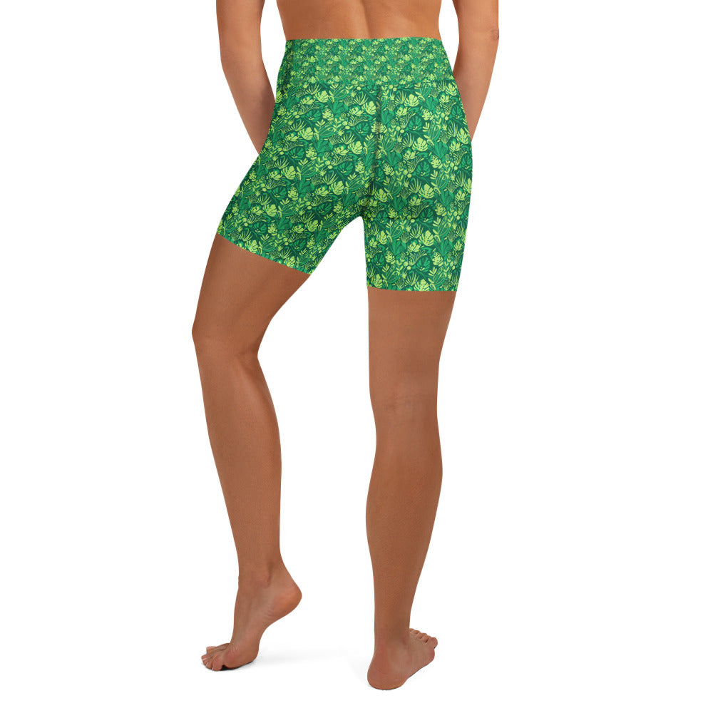 Minimalist Plant Illustration Yoga Shorts | GearBunch
