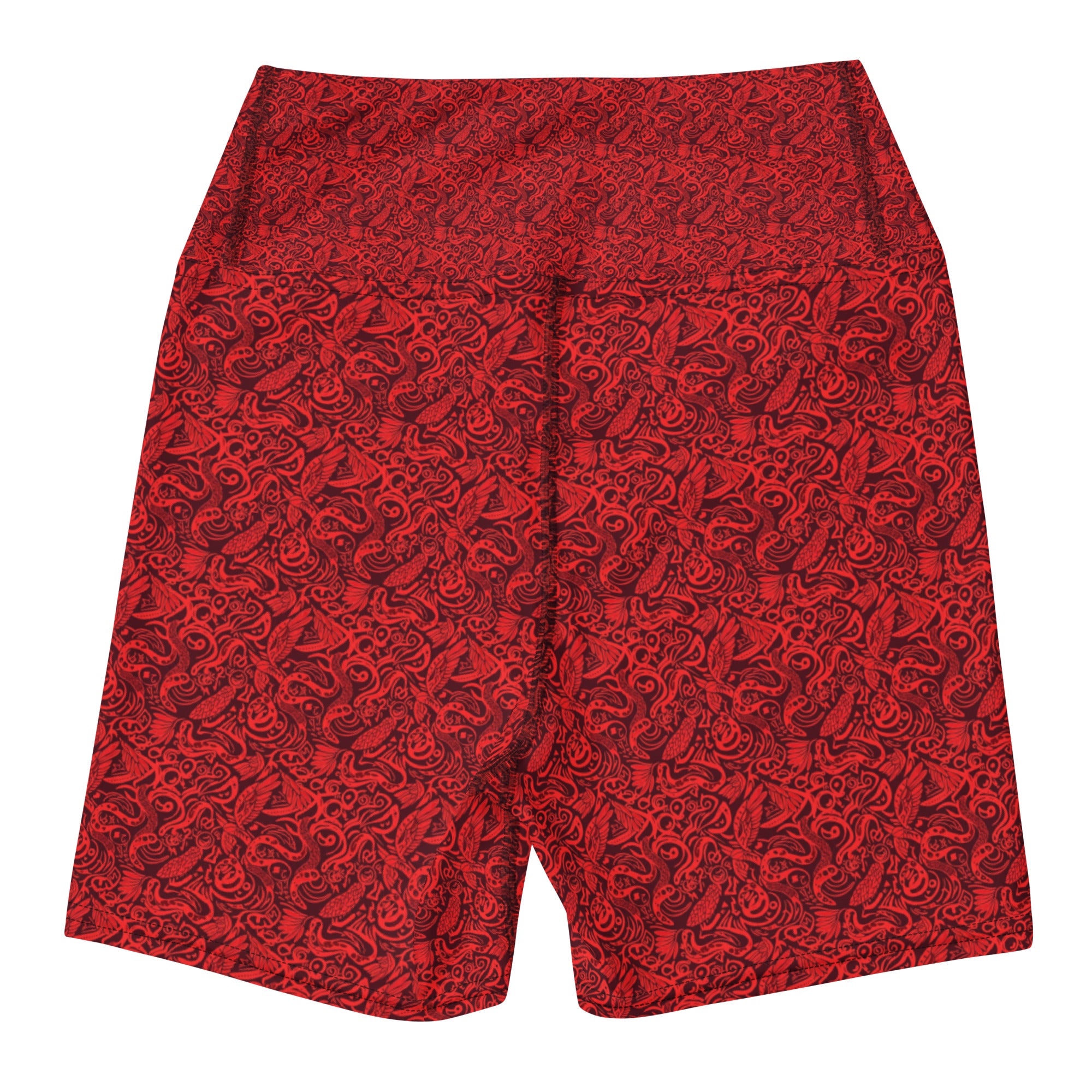 Red Snake Bird Divination Yoga Shorts | GearBunch