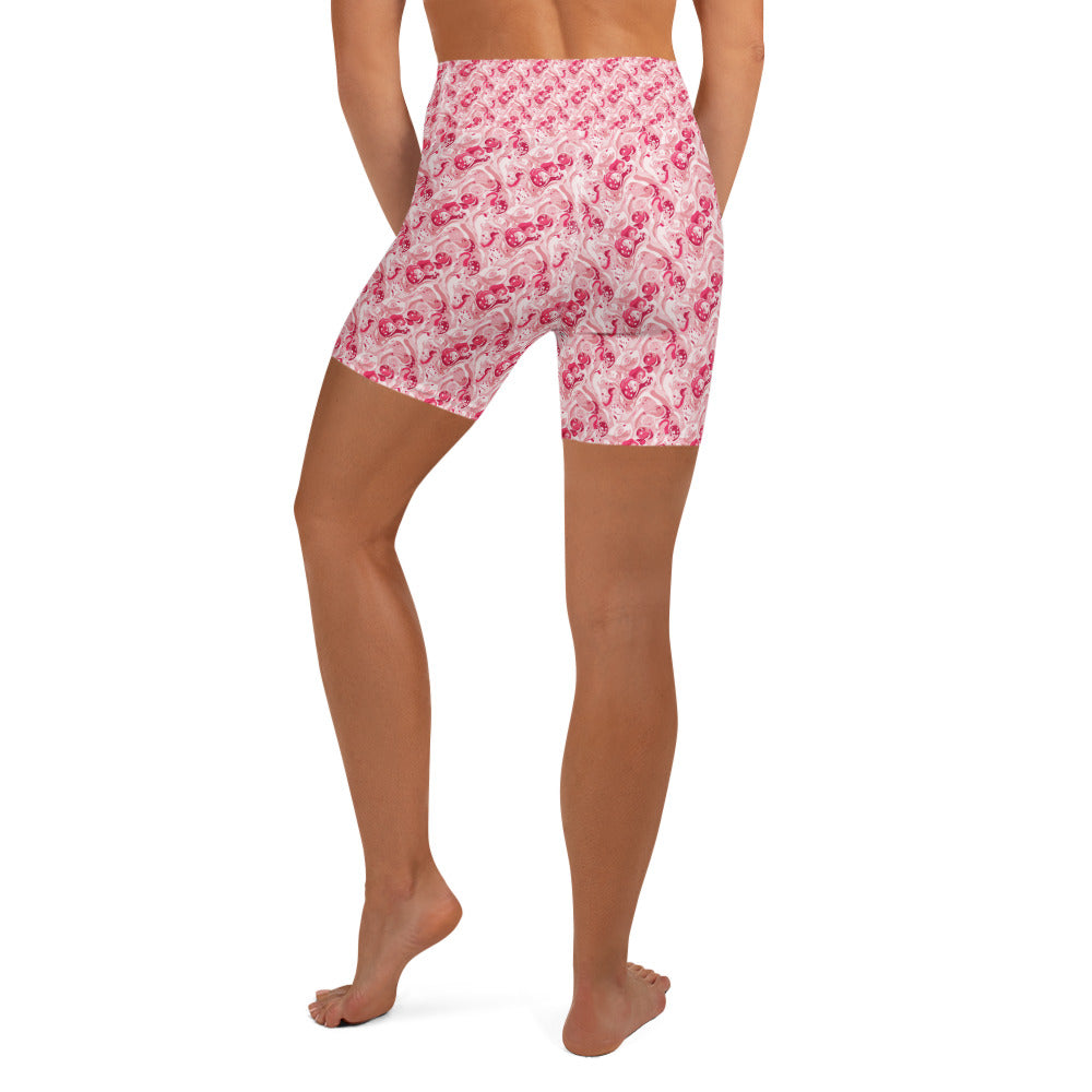 Cherry Strawberry Cream Yoga Shorts | GearBunch