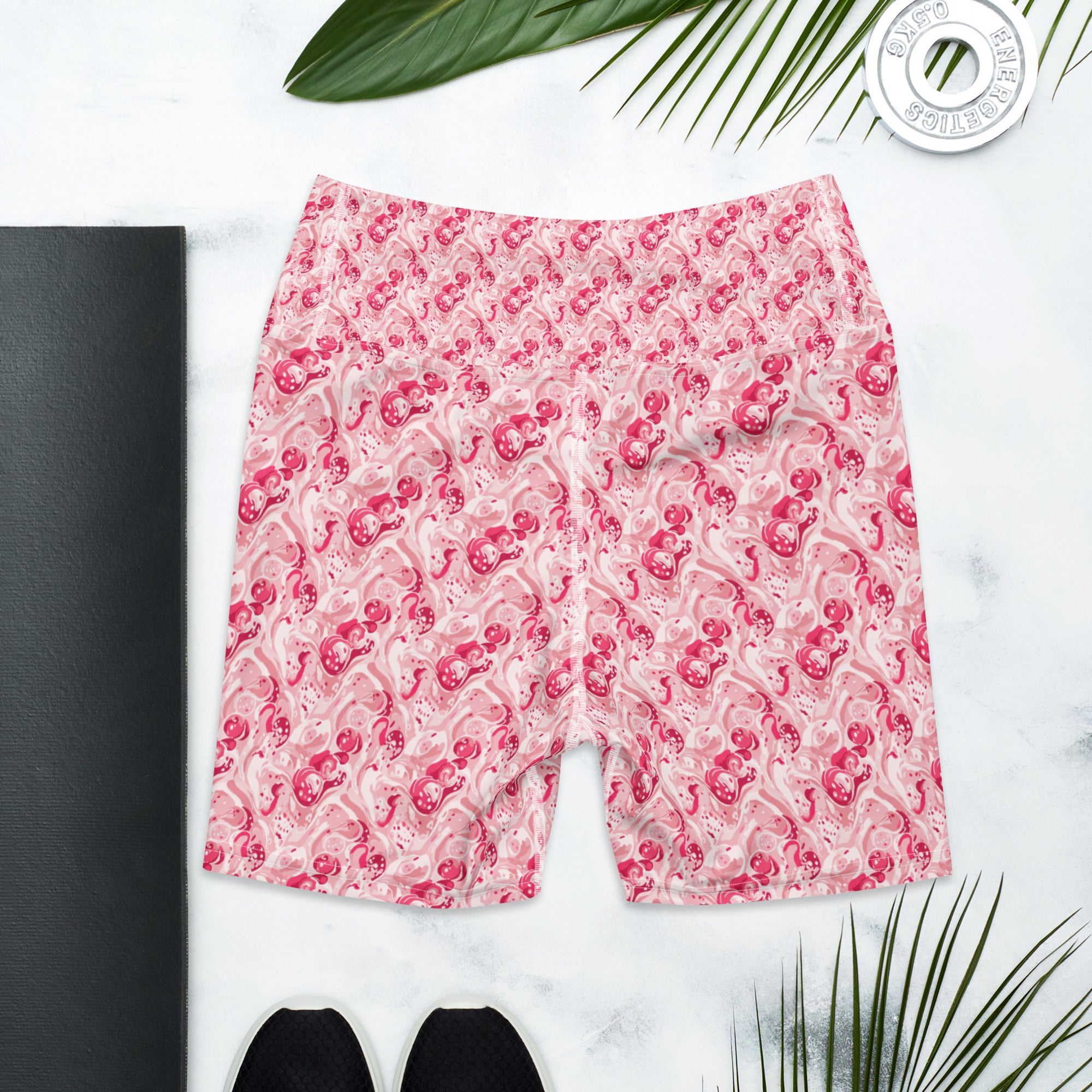 Cherry Strawberry Cream Yoga Shorts | GearBunch