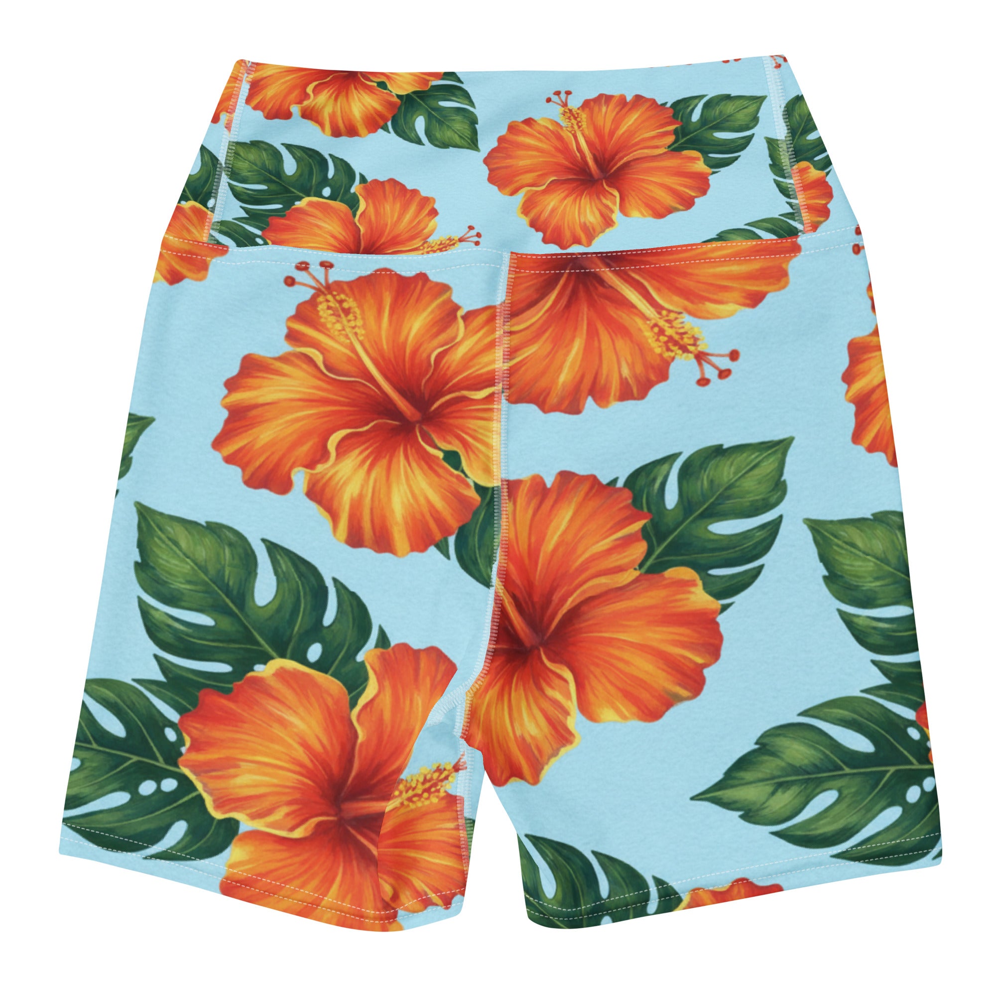 Tropical Hibiscus Bloom Yoga Shorts | GearBunch