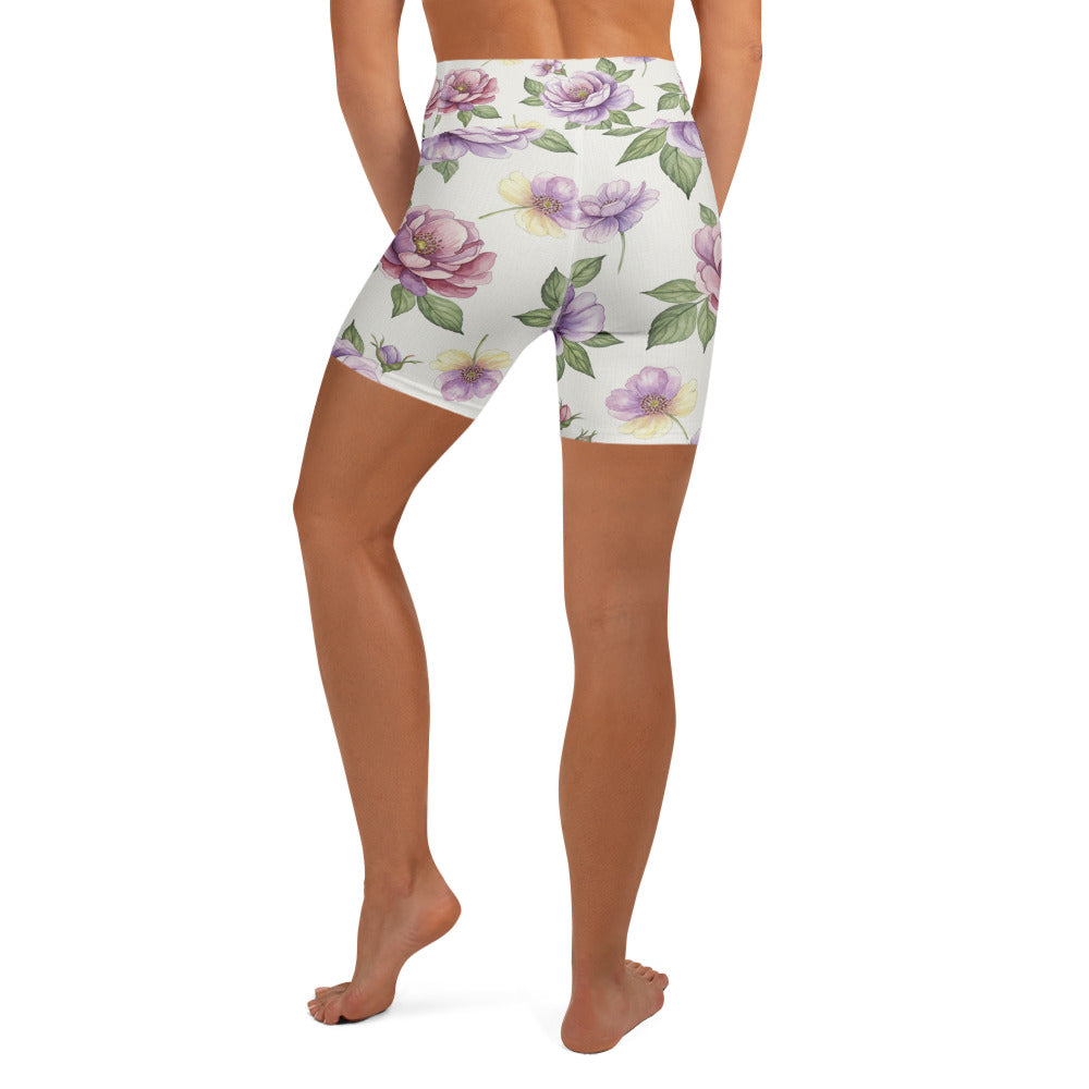 Watercolour Wildflowers Yoga Shorts | GearBunch