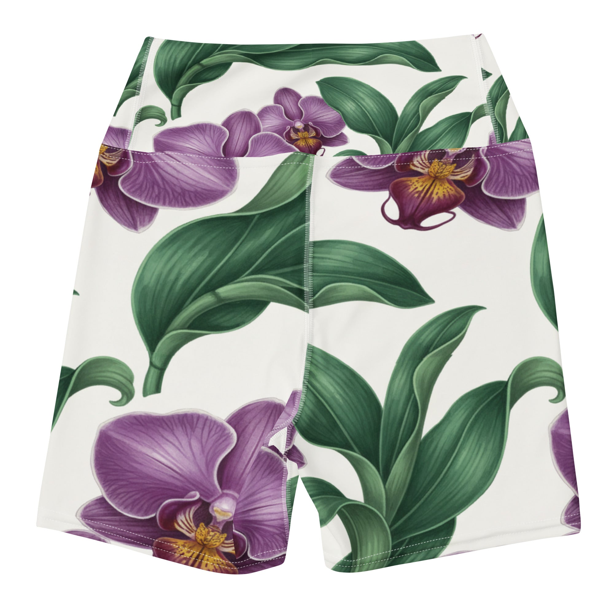 Vintage Botanical Orchids Yoga Shorts | GearBunch