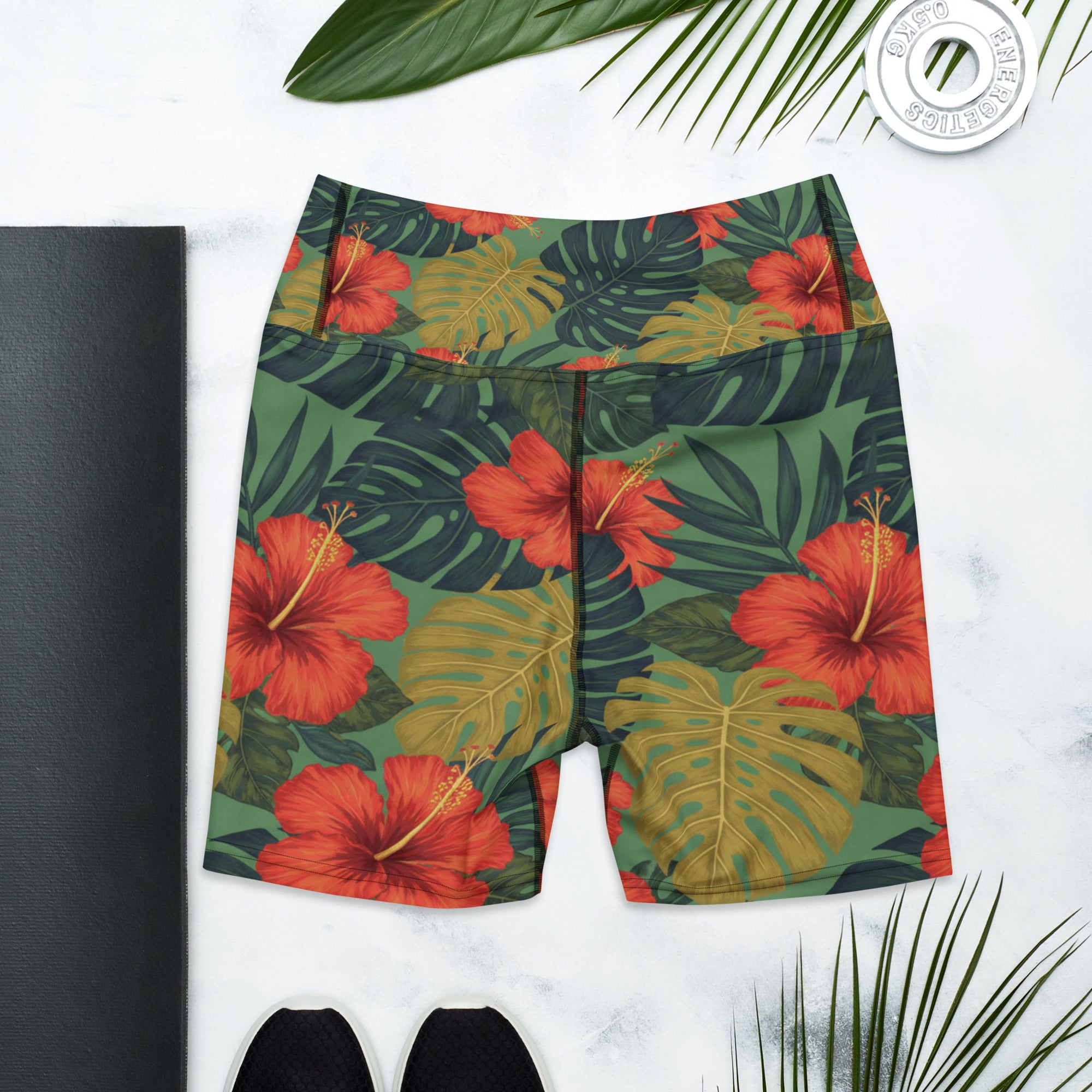 Bold Tropical Leaves Yoga Shorts | GearBunch